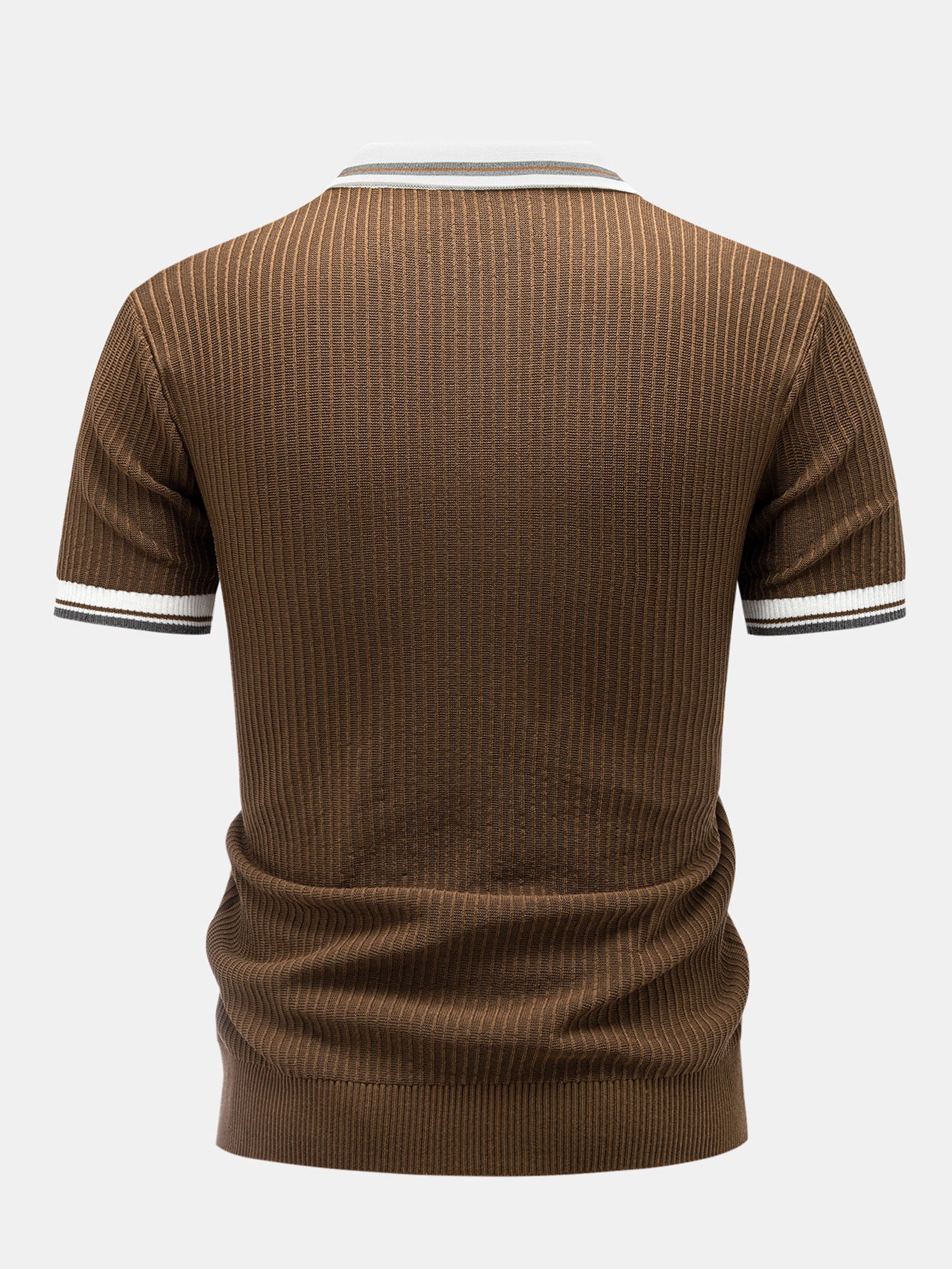 Contrast Trim Knit Polo Shirt & Slim Fit Tapered Trousers - Image 7