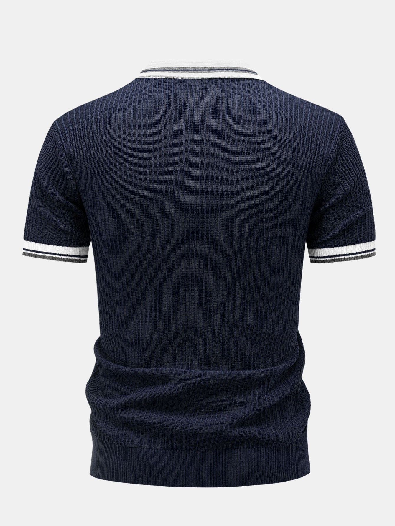 Contrast Trim Knit Polo Shirt & Slim Fit Tapered Trousers - Image 9
