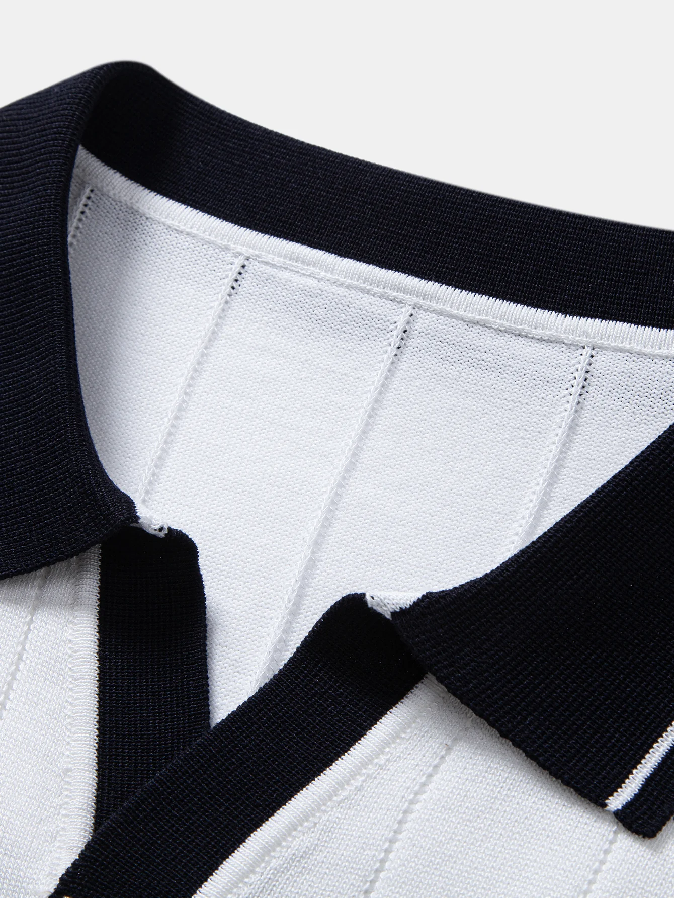 Contrast Trim Ribbed Johnny Collar Knit Polo & Straight Leg Ribbed Pants - Image 17