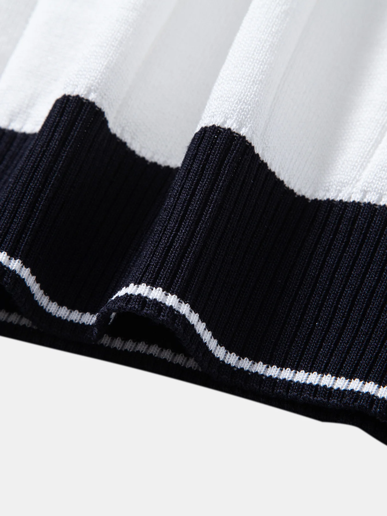 Contrast Trim Ribbed Johnny Collar Knit Polo & Straight Leg Ribbed Pants - Image 19