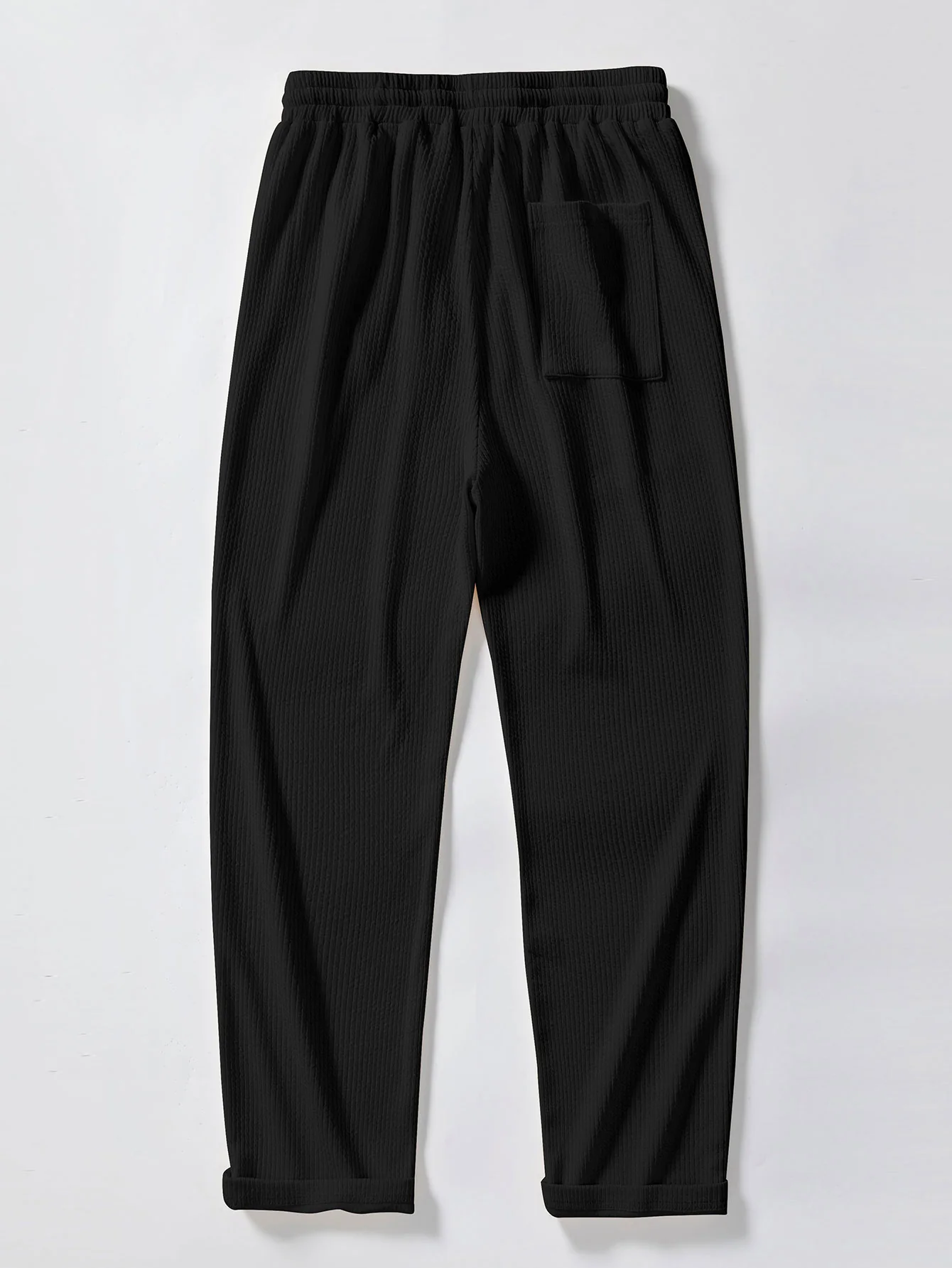 Contrast Trim Ribbed Johnny Collar Knit Polo & Straight Leg Ribbed Pants - Image 14