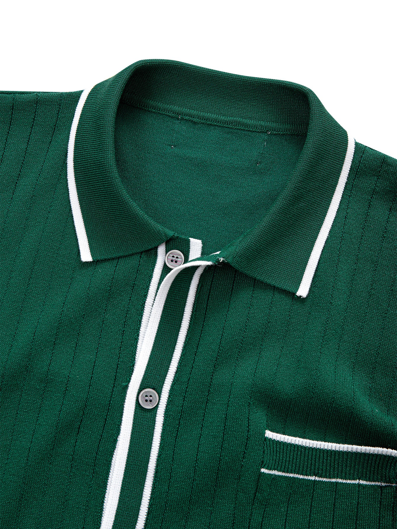 Contrast Trim Ribbed Knit Shirt - Image 5