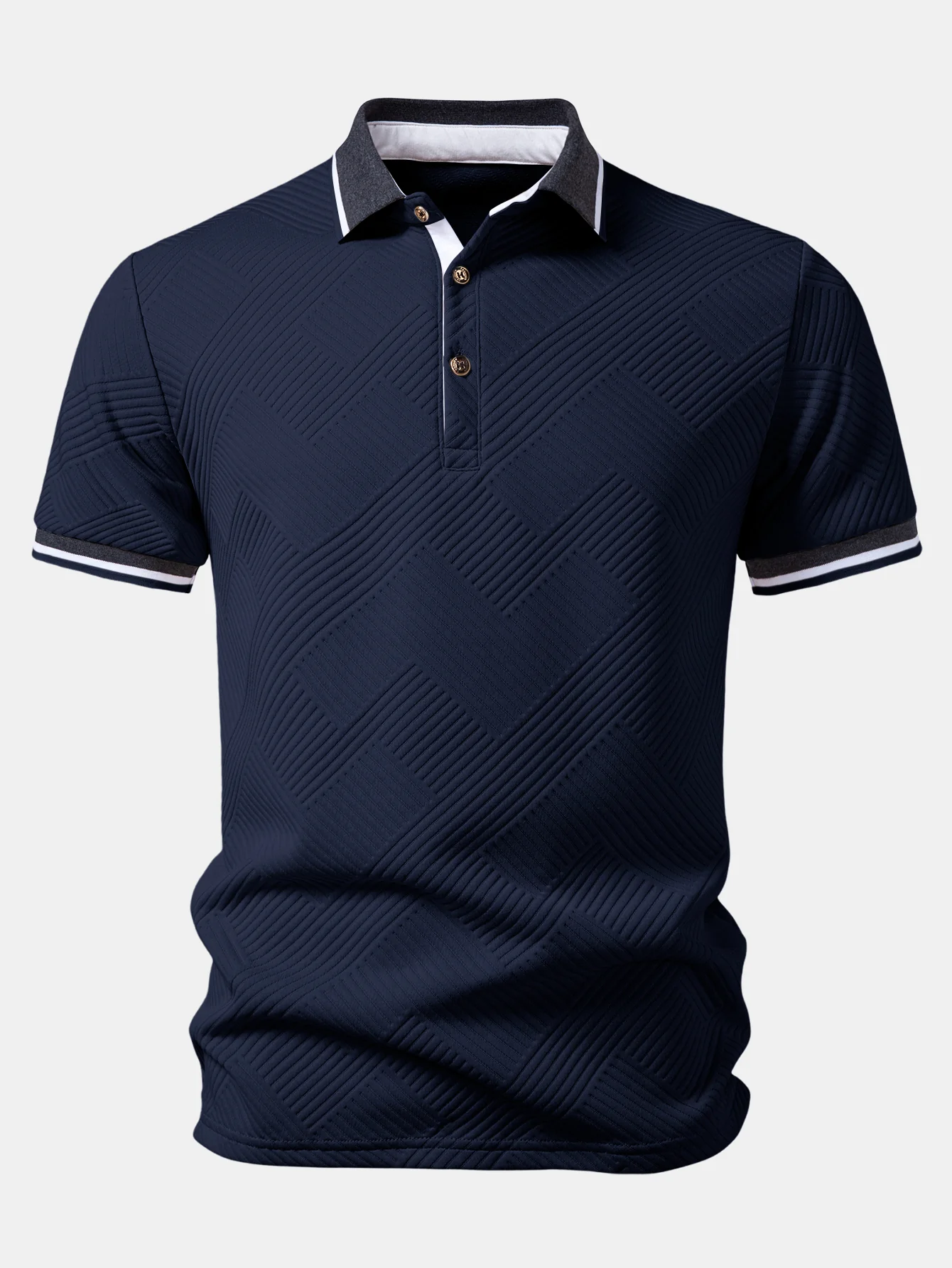 Contrast Trim Stripe Jacquard Polo - Image 3