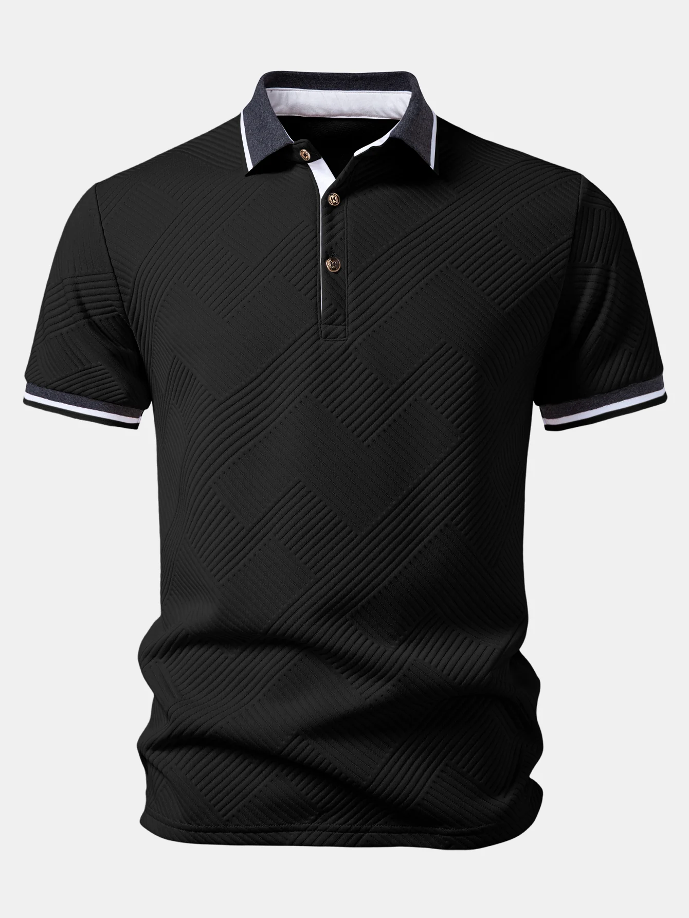 Contrast Trim Stripe Jacquard Polo - Image 5