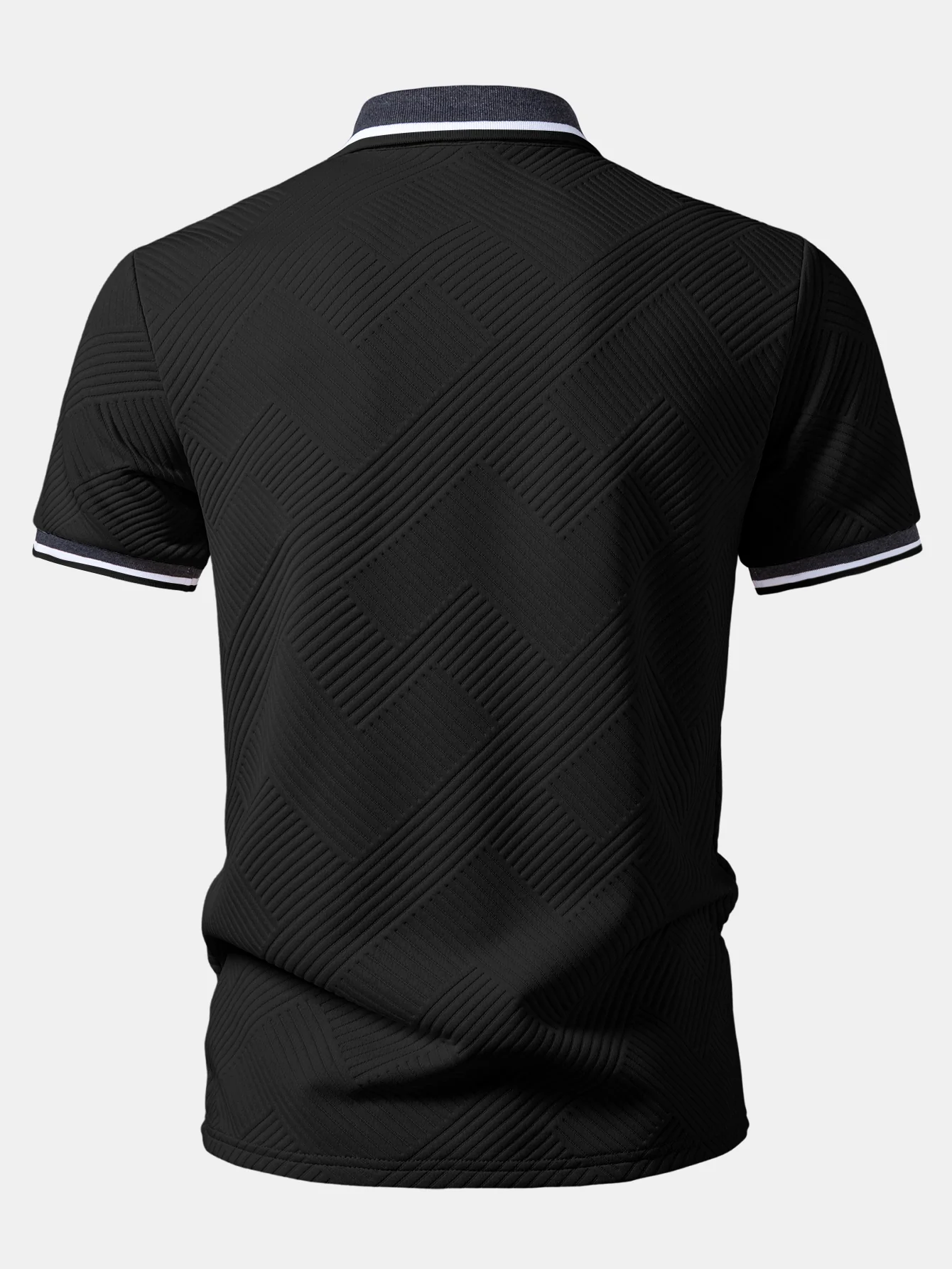 Contrast Trim Stripe Jacquard Polo - Image 6