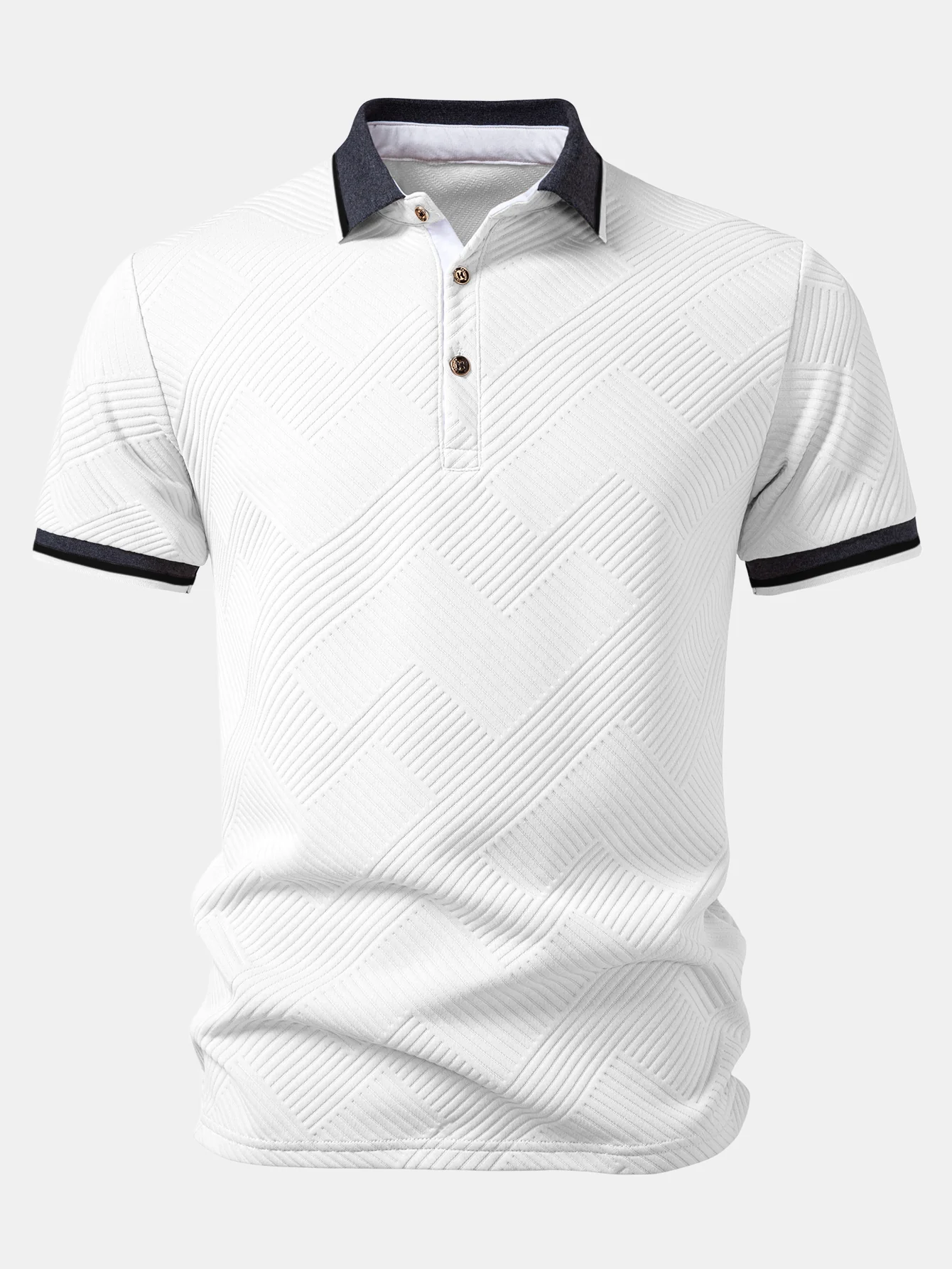 Contrast Trim Stripe Jacquard Polo - Image 7