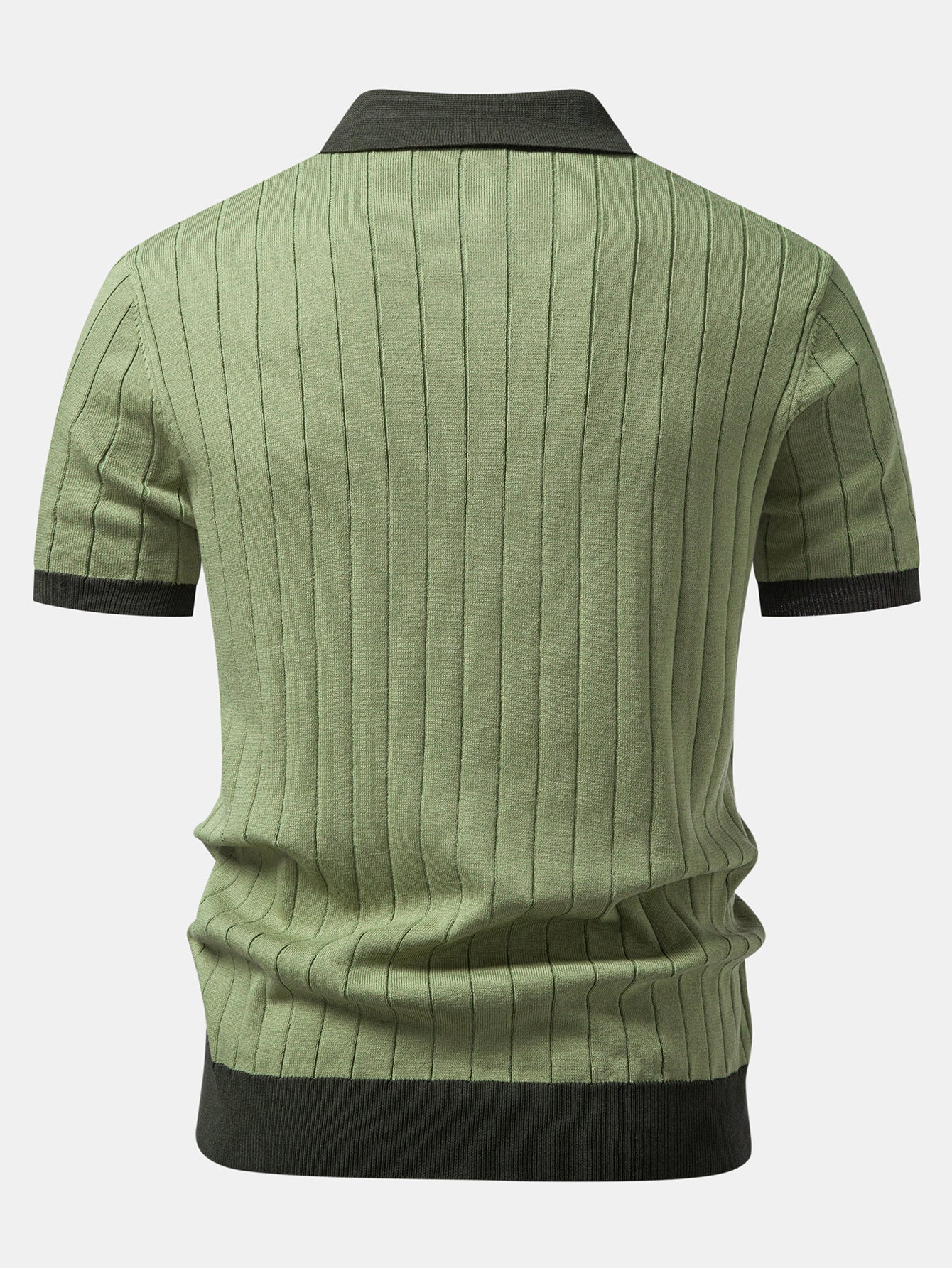 Contrast Trim Stripe Johnny Collar Polo - Image 12