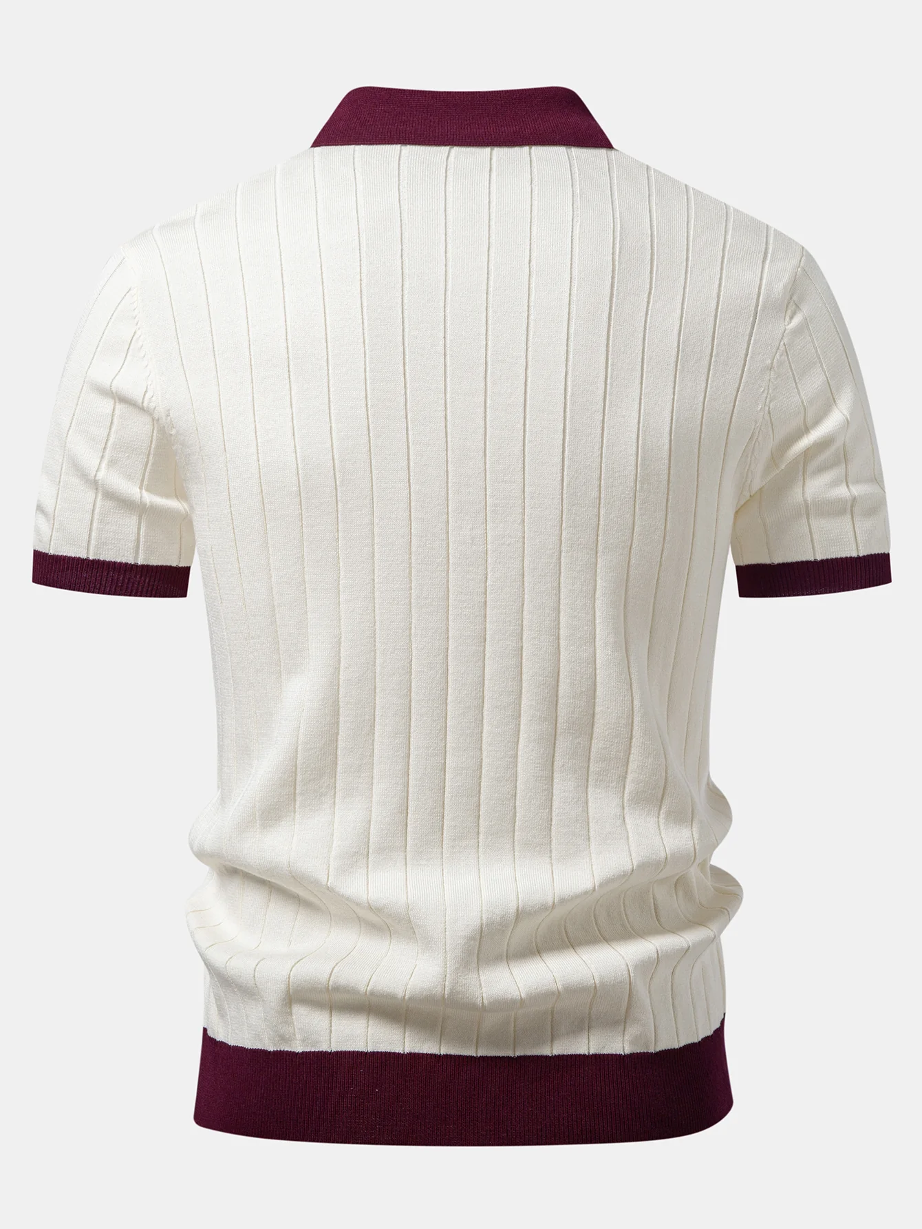 Contrast Trim Stripe Johnny Collar Polo - Image 6