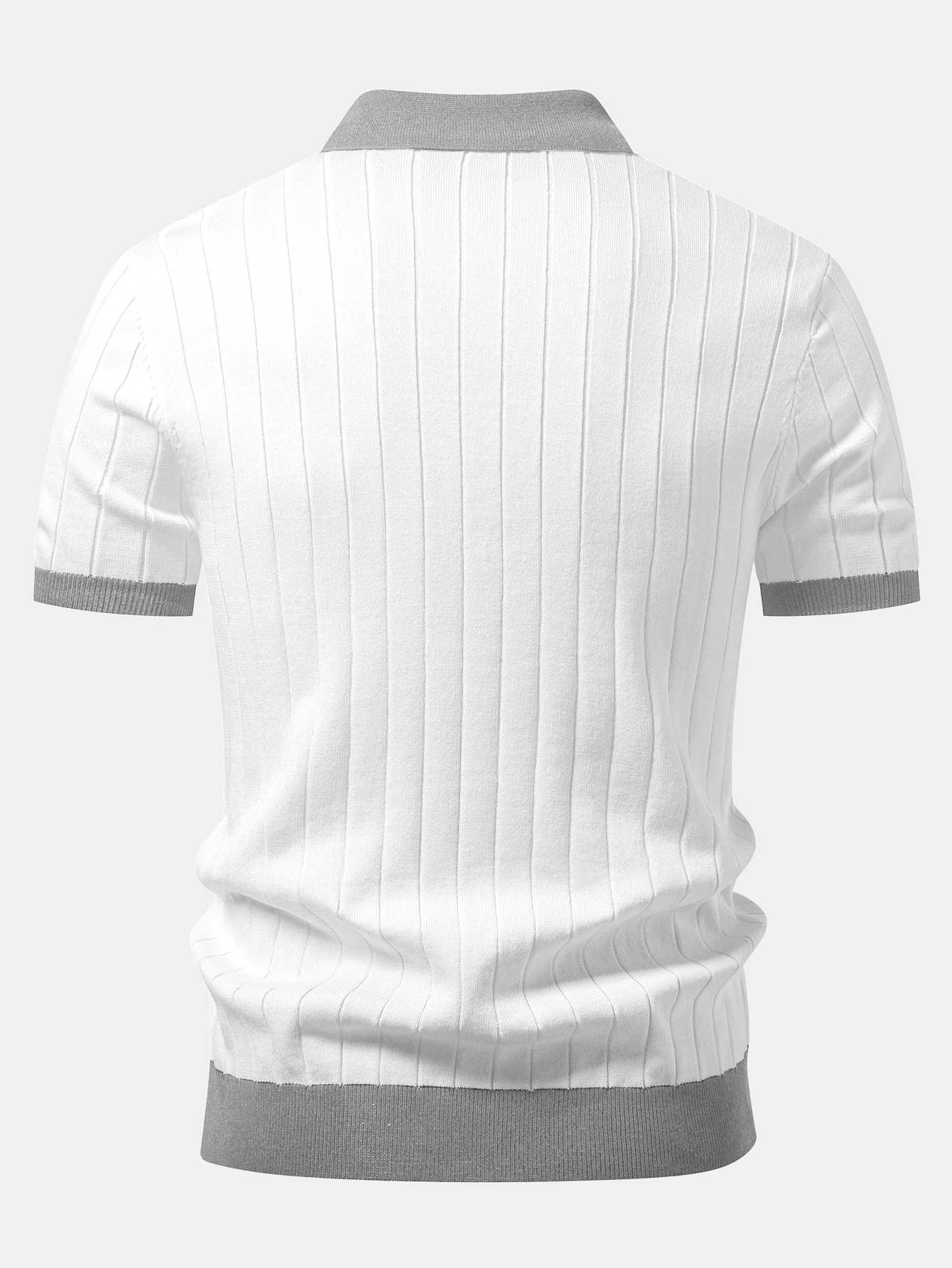 Contrast Trim Stripe Johnny Collar Polo - Image 8