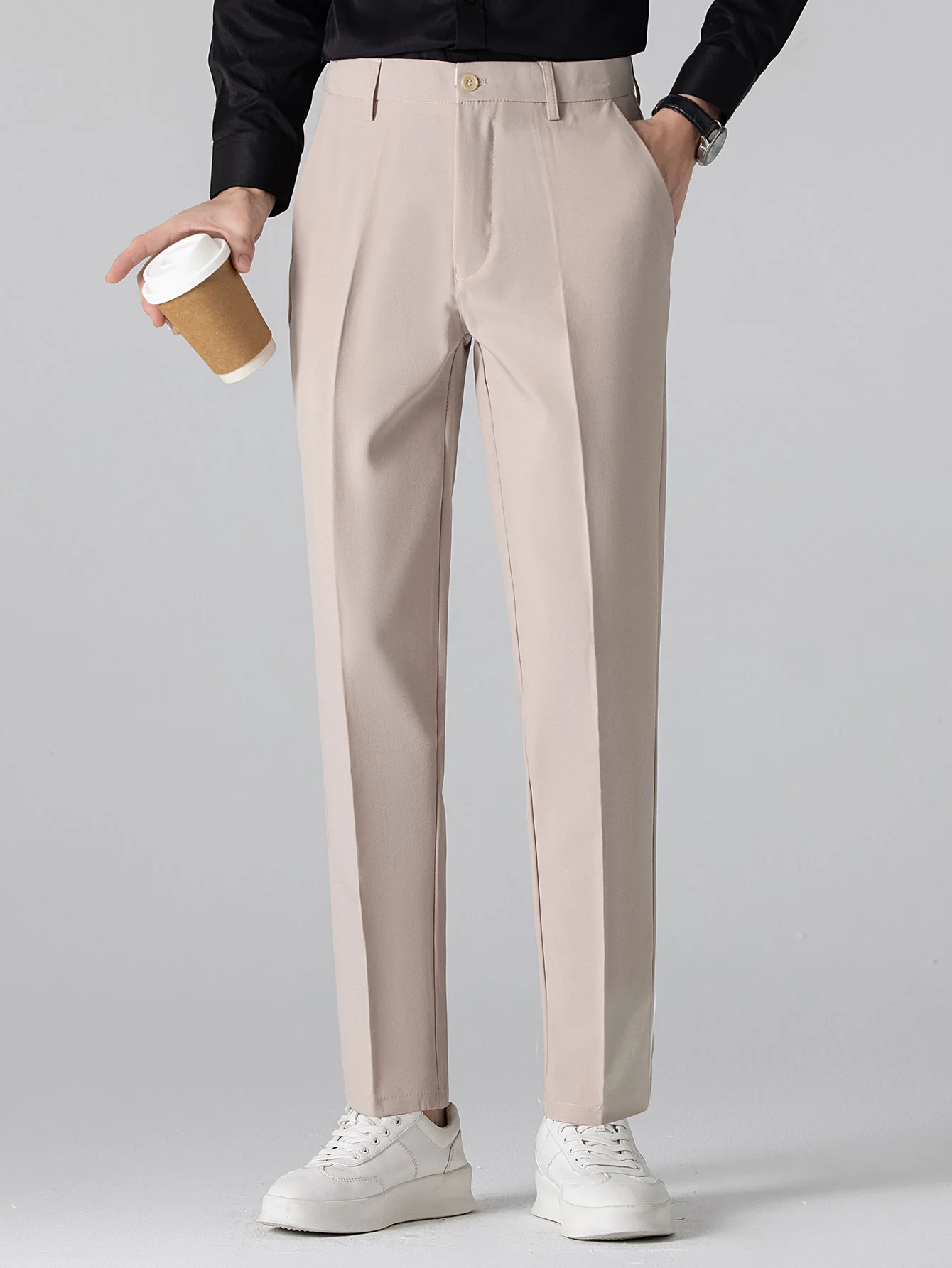 Twisted Jacquard Knit Polo & Slim Fit Tapered Trousers - Image 19