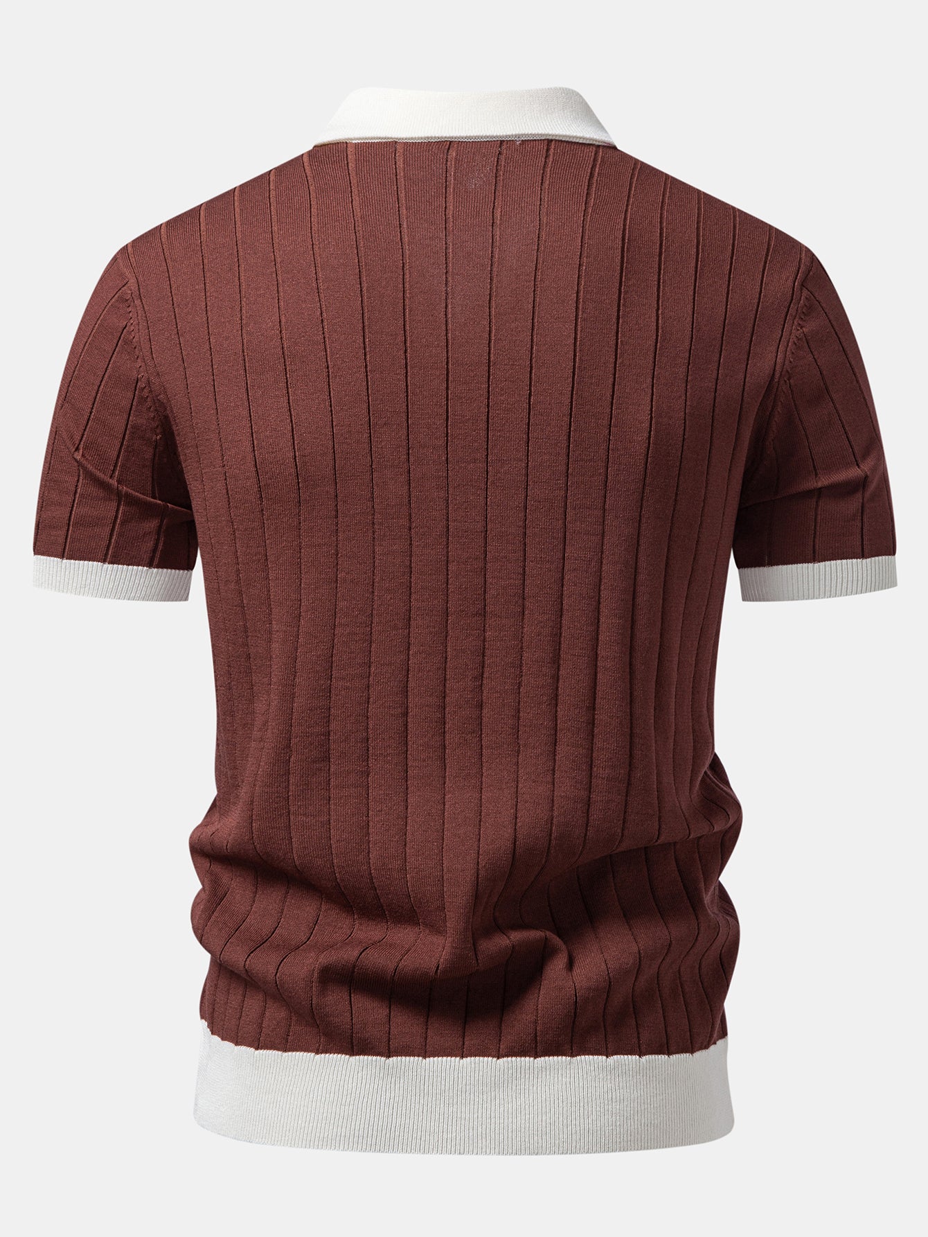 Contrast Trim Stripe Johnny Collar Polo - Image 10