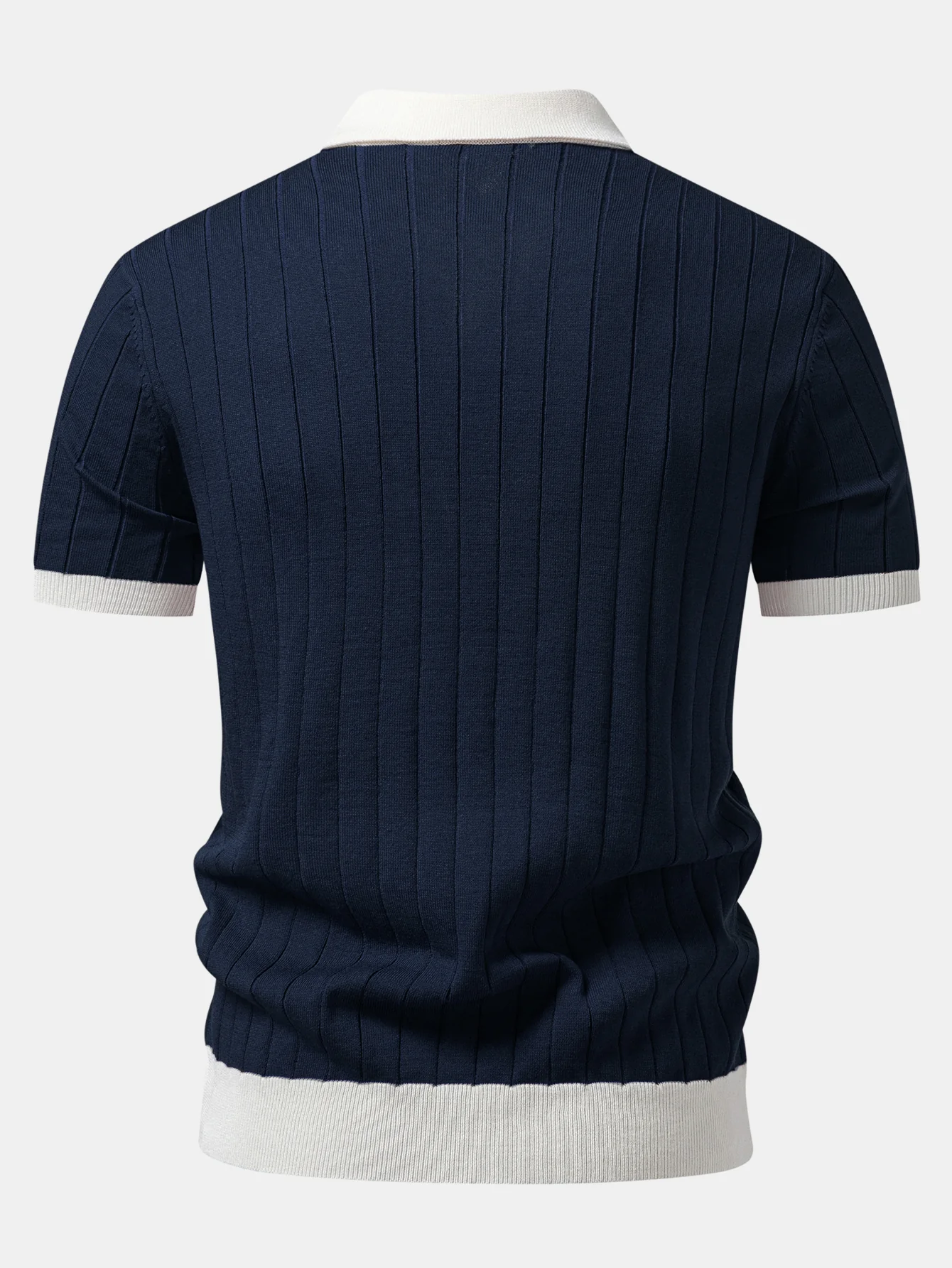 Contrast Trim Stripe Johnny Collar Polo - Image 2