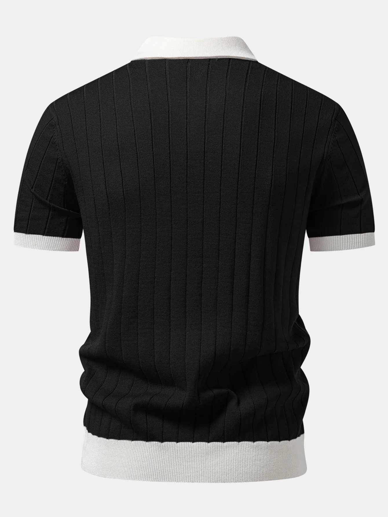 Contrast Trim Stripe Johnny Collar Polo - Image 4