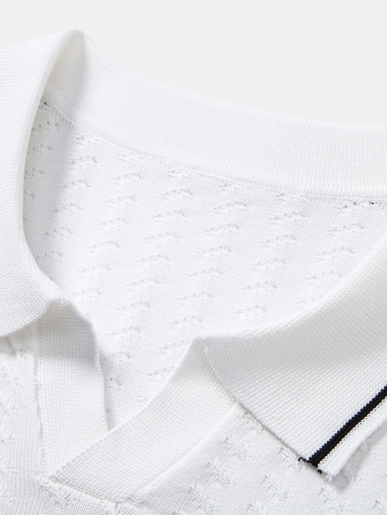 Contrast Trim Textured Johnny Collar Knit Polo - Image 7