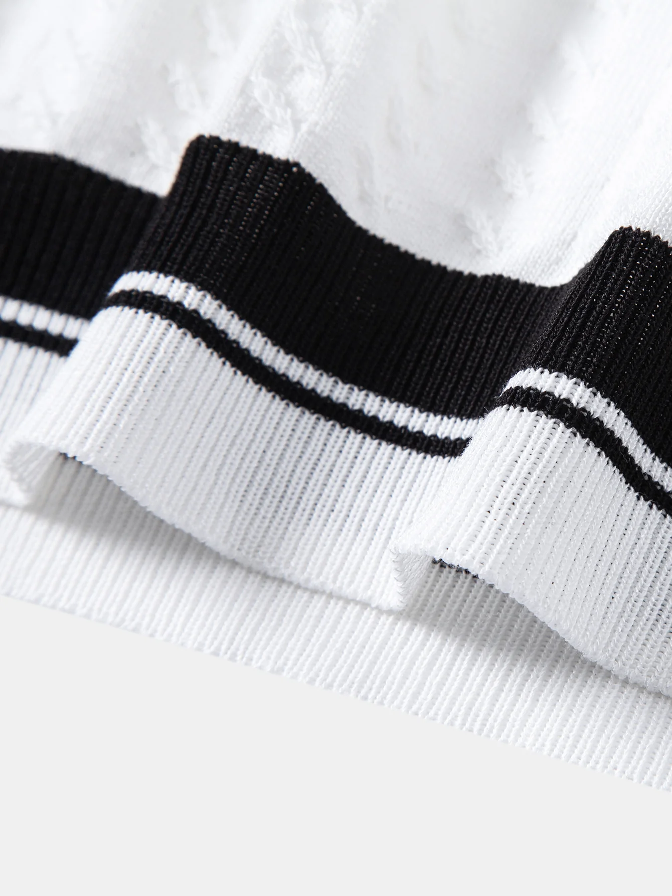 Contrast Trim Textured Johnny Collar Knit Polo - Image 9