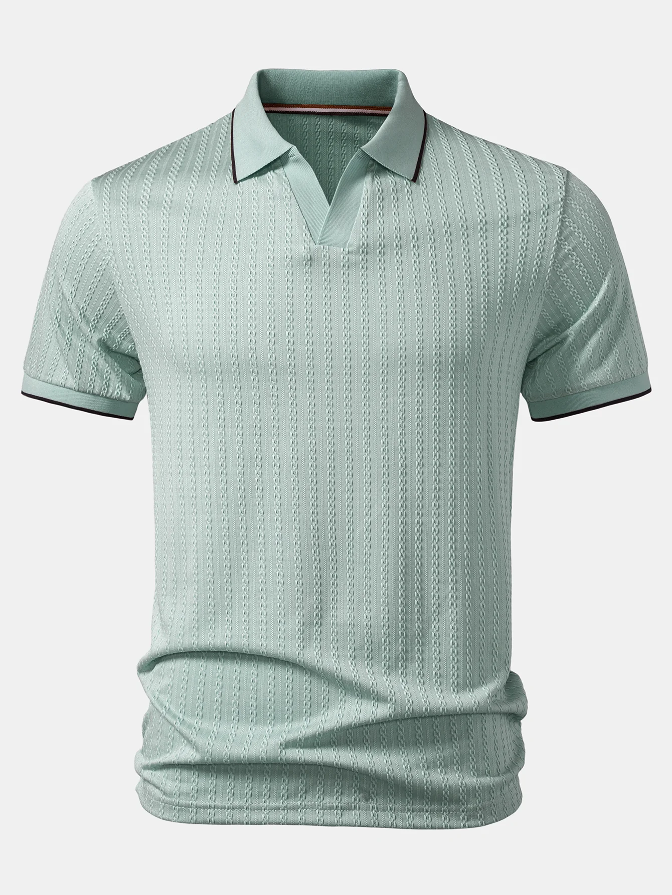 Contrast Trim Textured Knit Polo