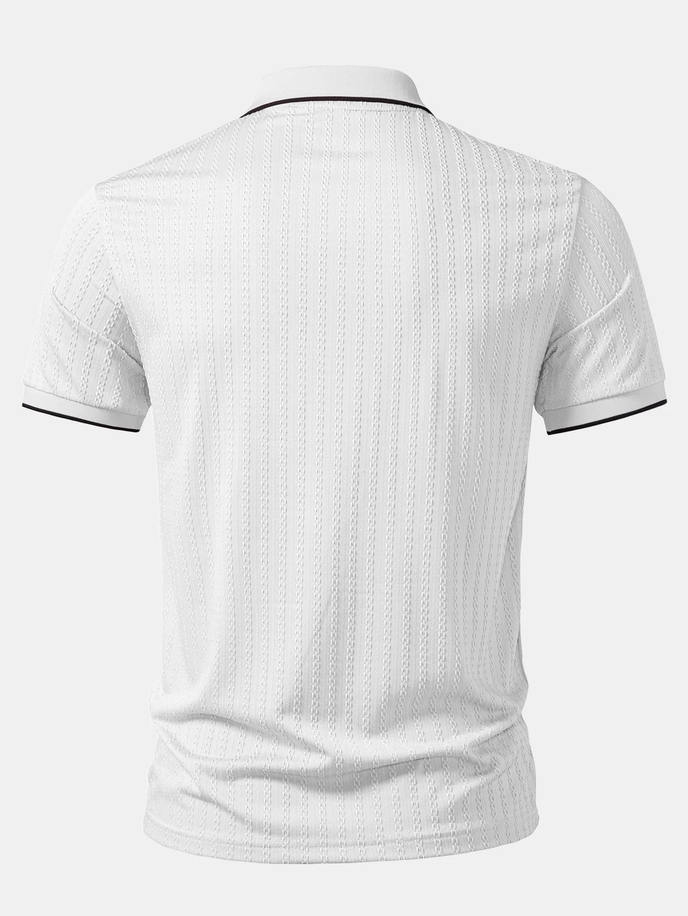 Contrast Trim Textured Knit Polo - Image 10