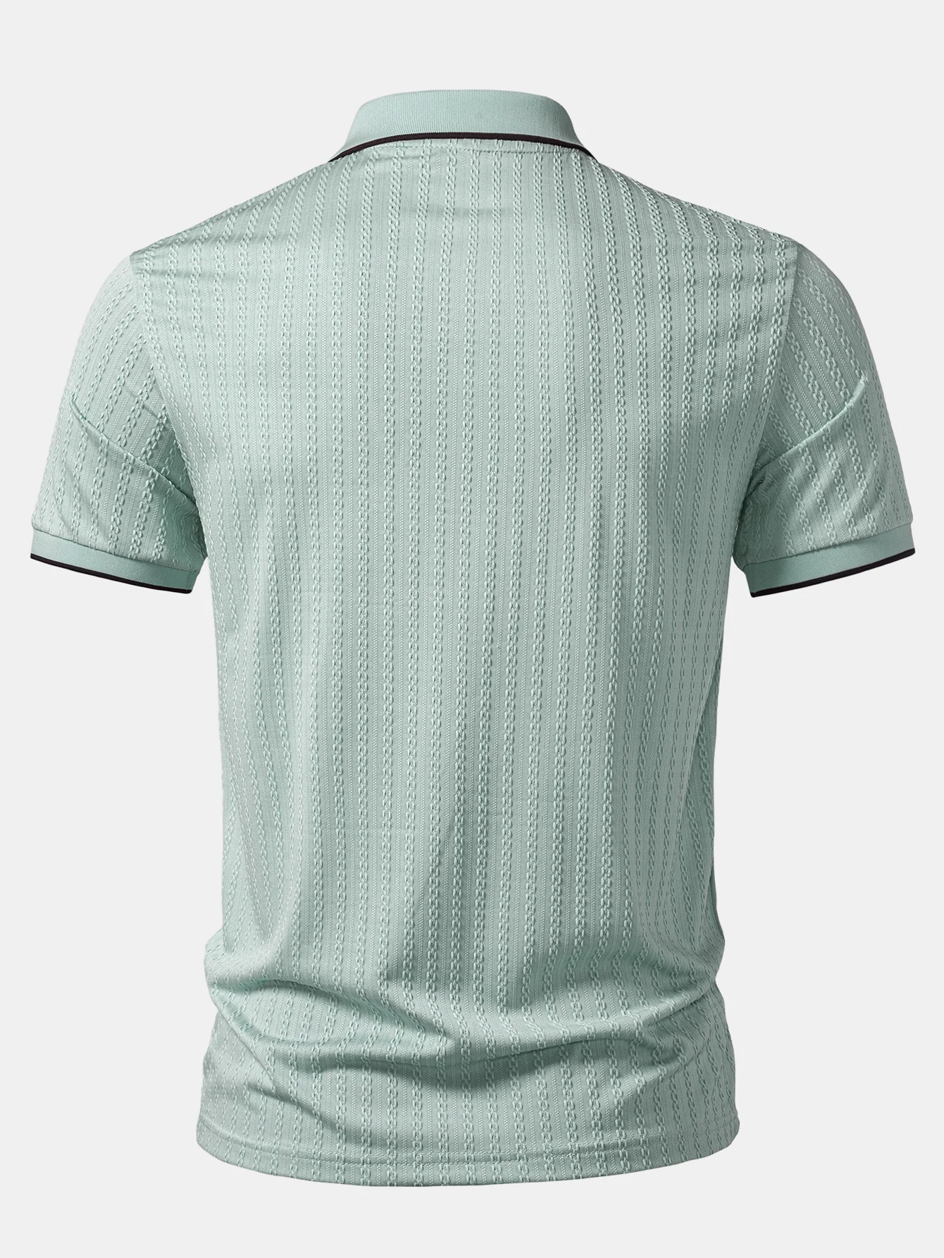 Contrast Trim Textured Knit Polo - Image 2