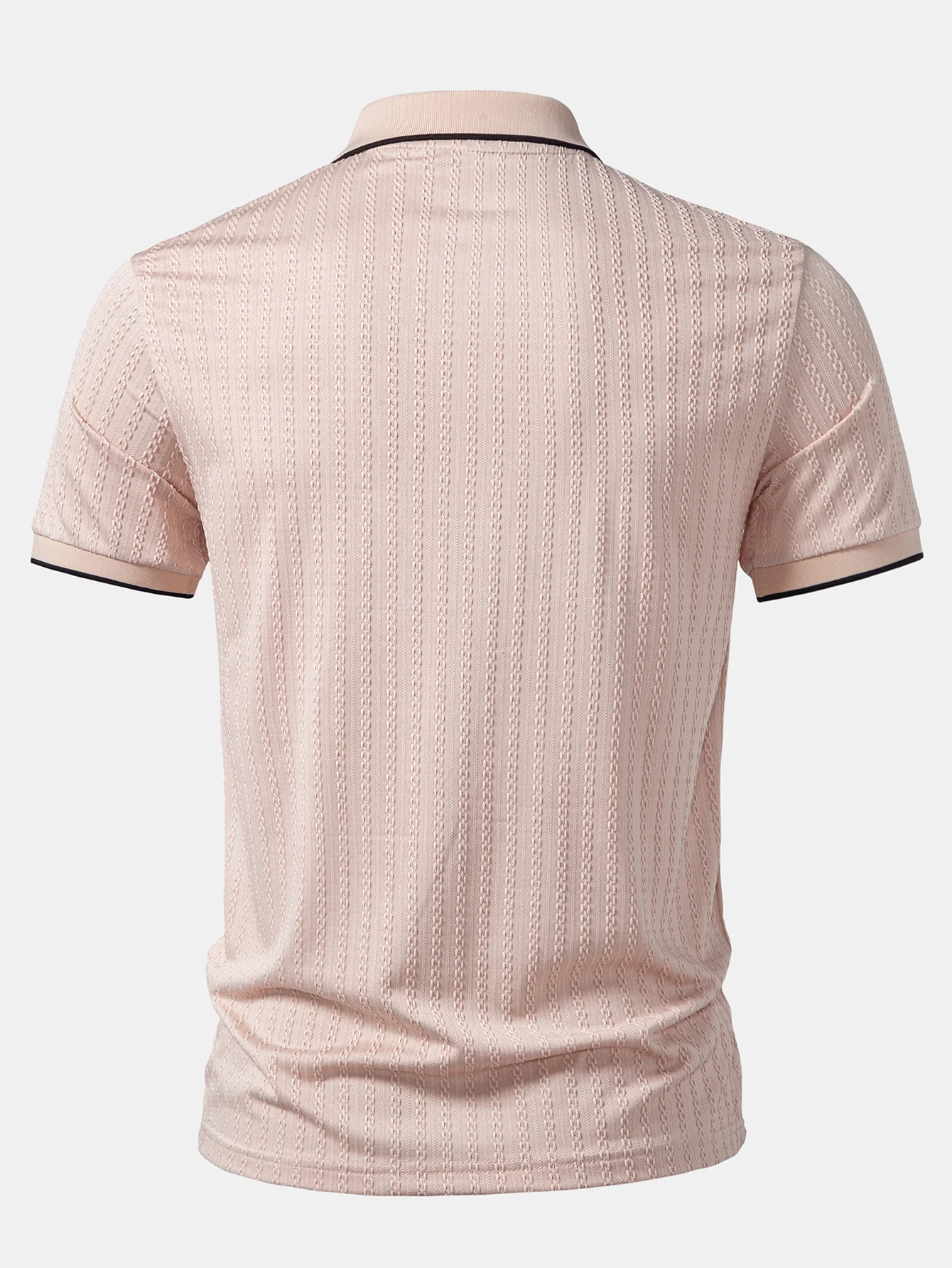 Contrast Trim Textured Knit Polo - Image 4