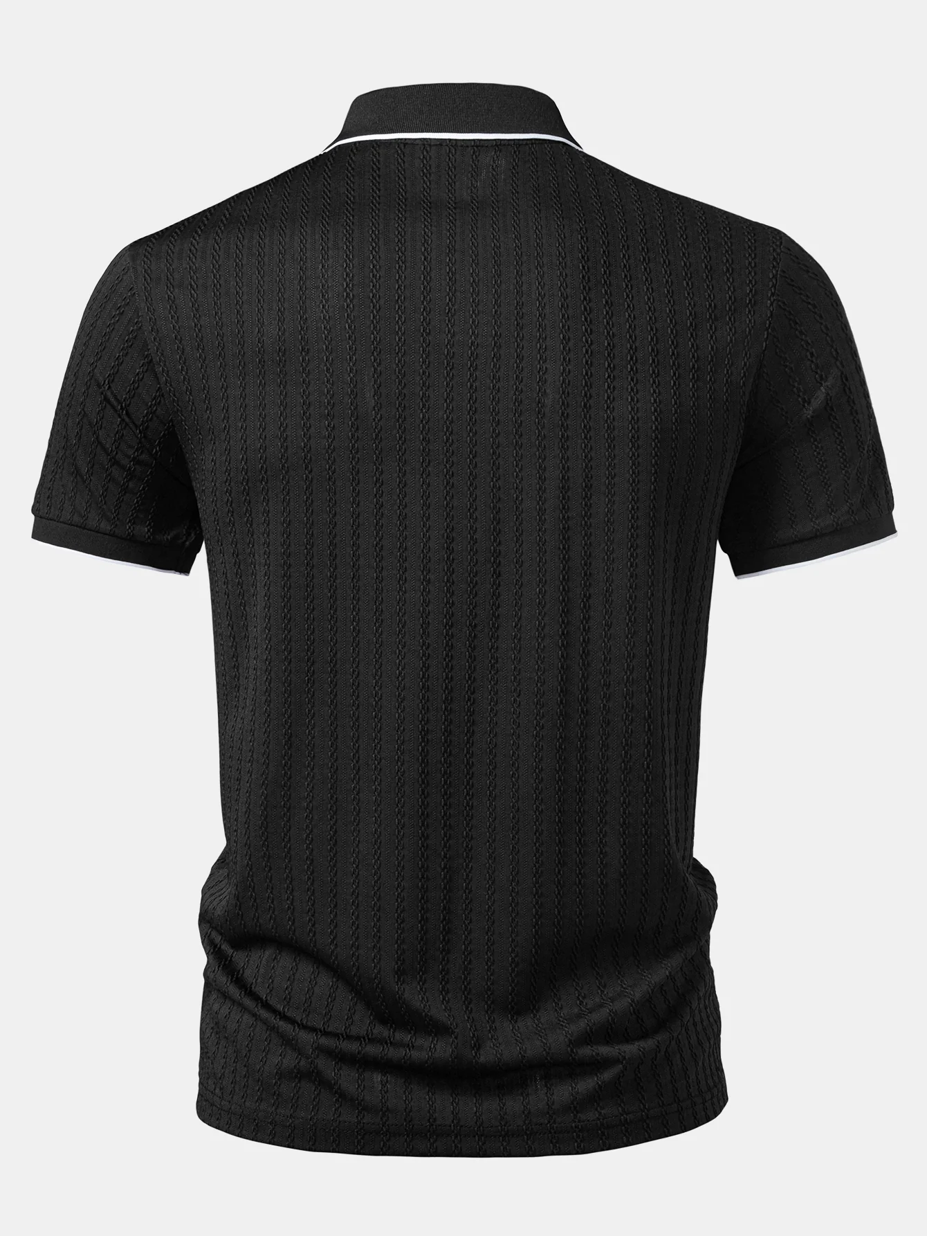 Contrast Trim Textured Knit Polo - Image 6
