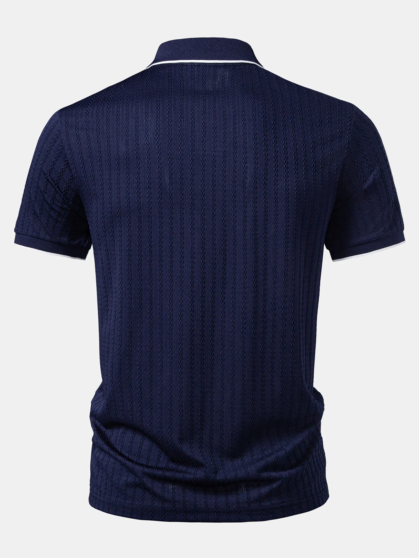 Contrast Trim Textured Knit Polo - Image 8