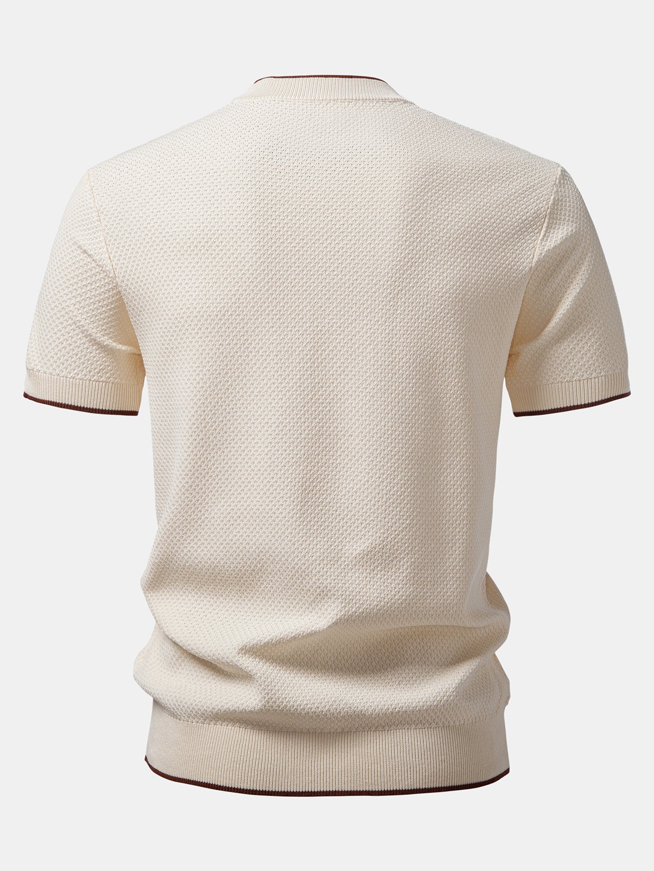 Contrast Trim Textured Knit T-Shirt - Image 2