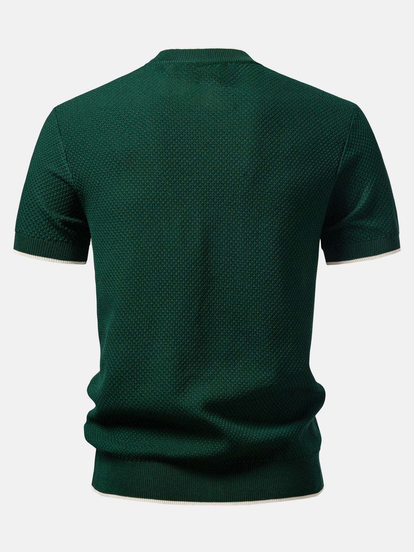 Contrast Trim Textured Knit T-Shirt - Image 6