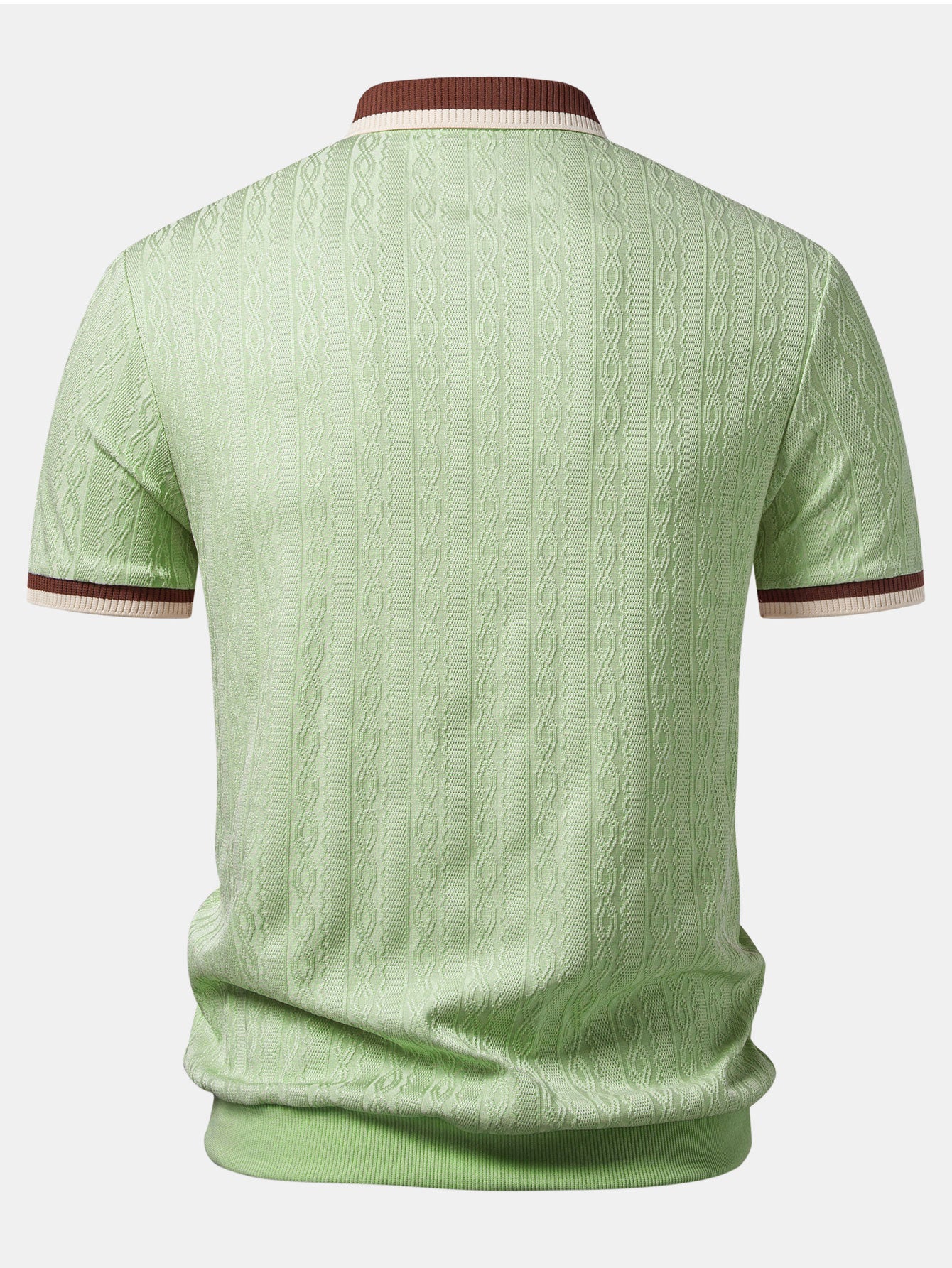 Contrast Trim Textured Knit Polo - Image 10