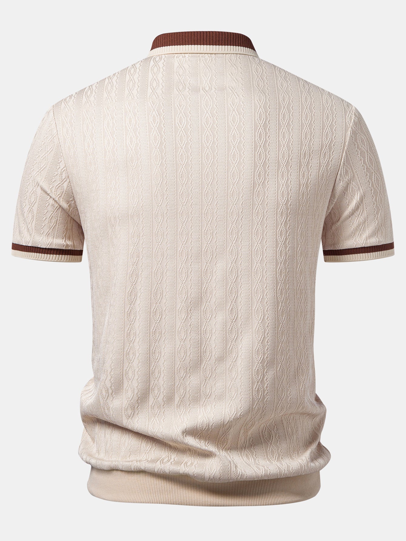 Contrast Trim Textured Knit Polo - Image 2