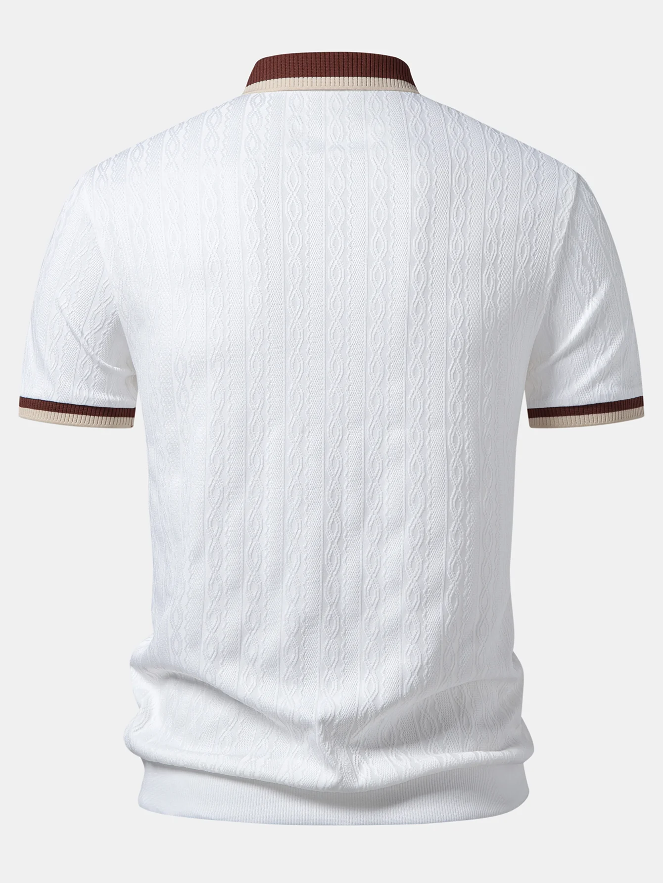 Contrast Trim Textured Knit Polo - Image 6