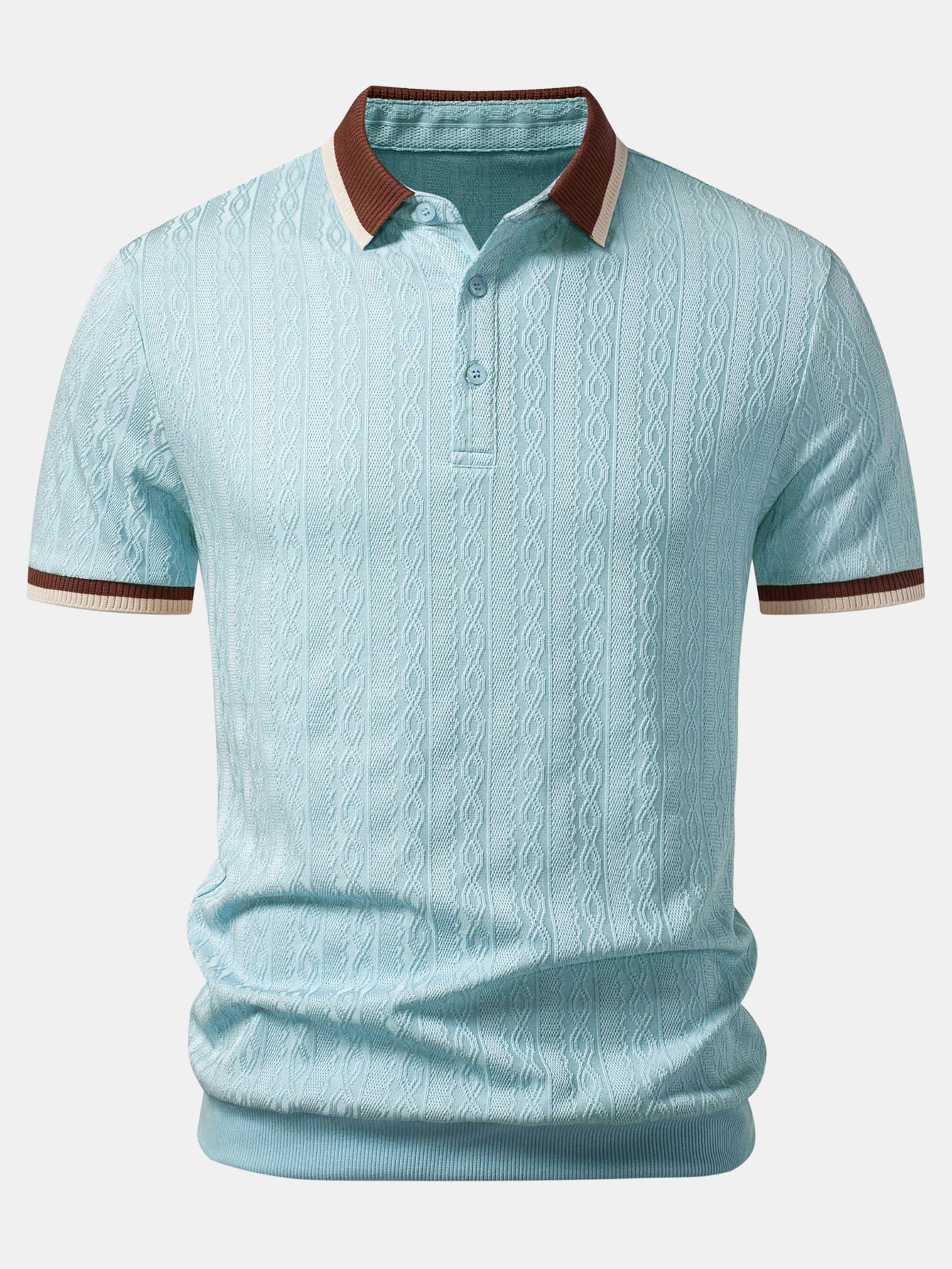 Contrast Trim Textured Knit Polo - Image 7