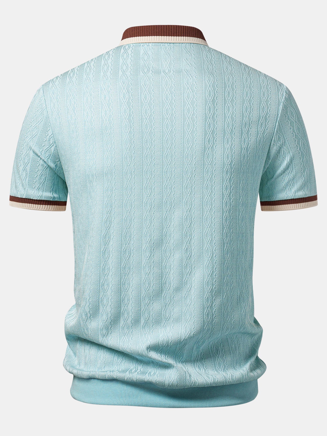 Contrast Trim Textured Knit Polo - Image 8