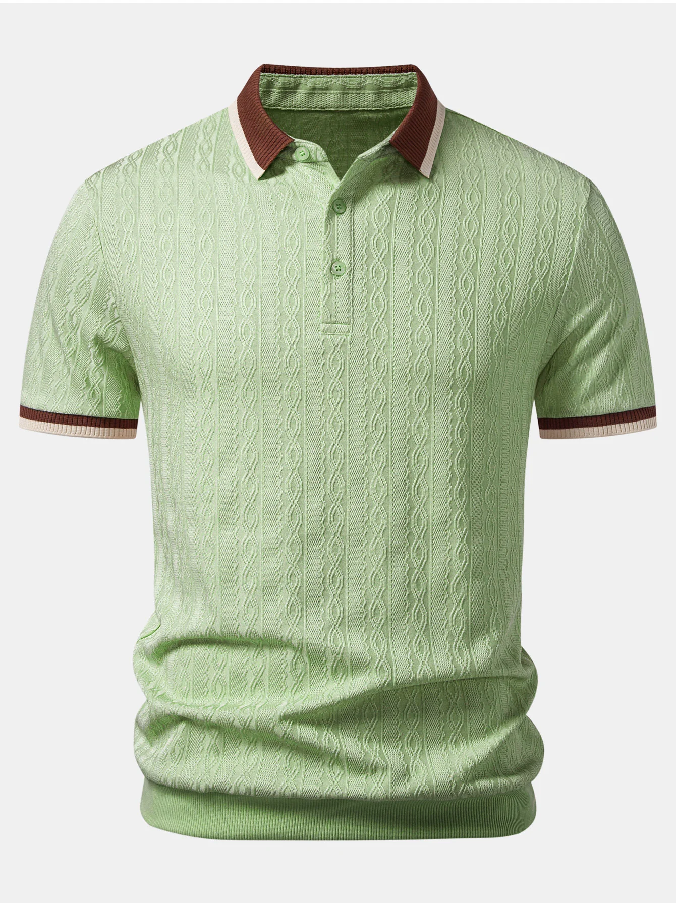 Contrast Trim Textured Knit Polo - Image 9