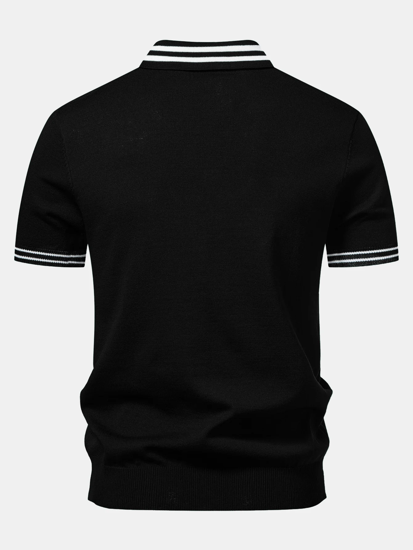 Contrast Trim Twisted Jacquard Knit Polo & Slim Fit Tapered Trousers - Image 10