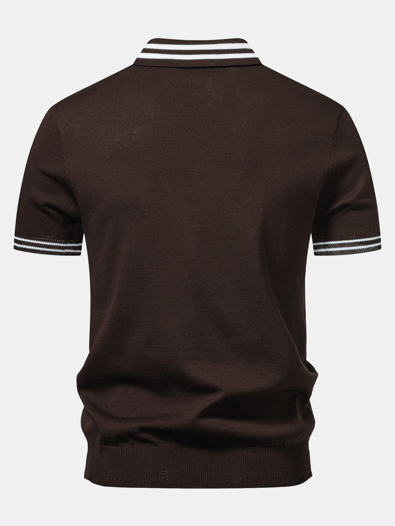 Contrast Trim Twisted Jacquard Knit Polo & Slim Fit Tapered Trousers - Image 12