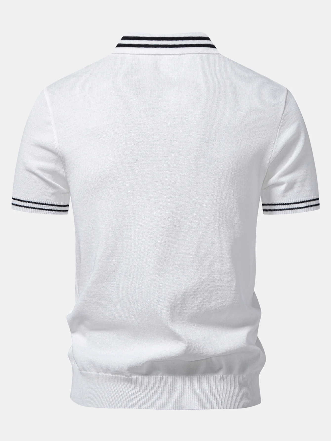 Contrast Trim Twisted Jacquard Knit Polo & Slim Fit Tapered Trousers - Image 6