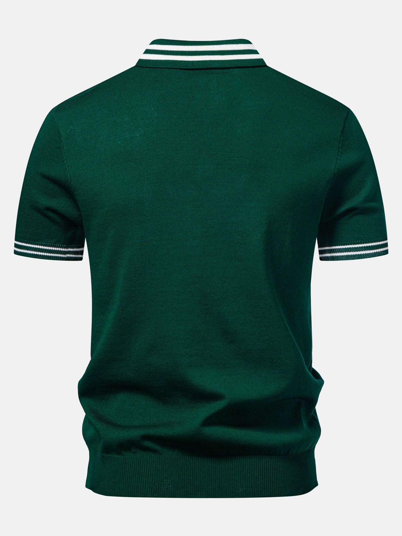 Contrast Trim Twisted Jacquard Knit Polo & Slim Fit Tapered Trousers - Image 8