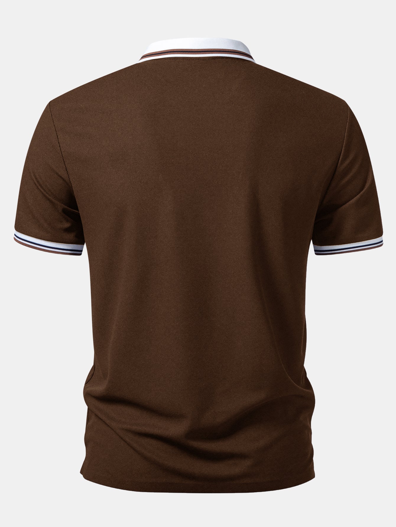 Contrast Trim Waffle Johnny Collar Polo - Image 10