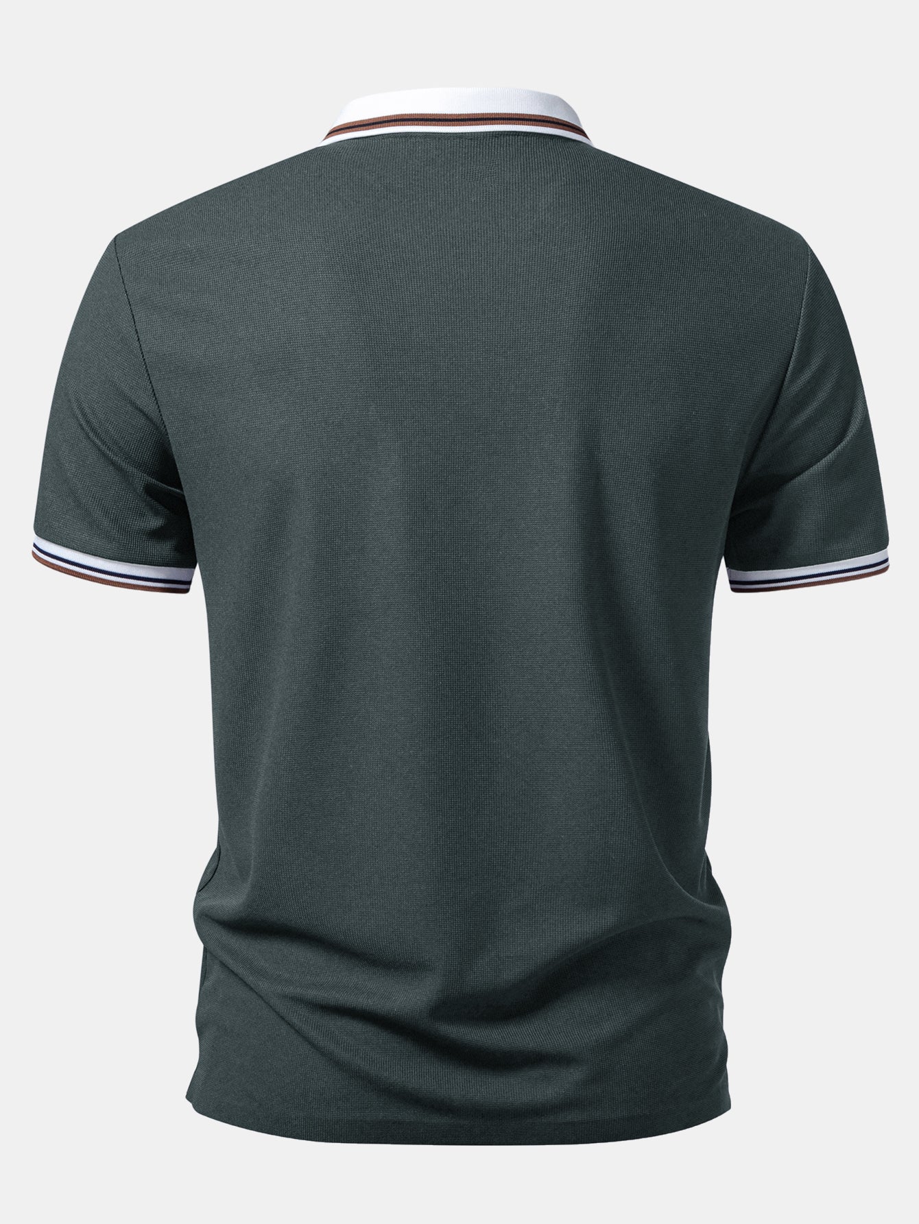 Contrast Trim Waffle Johnny Collar Polo - Image 12