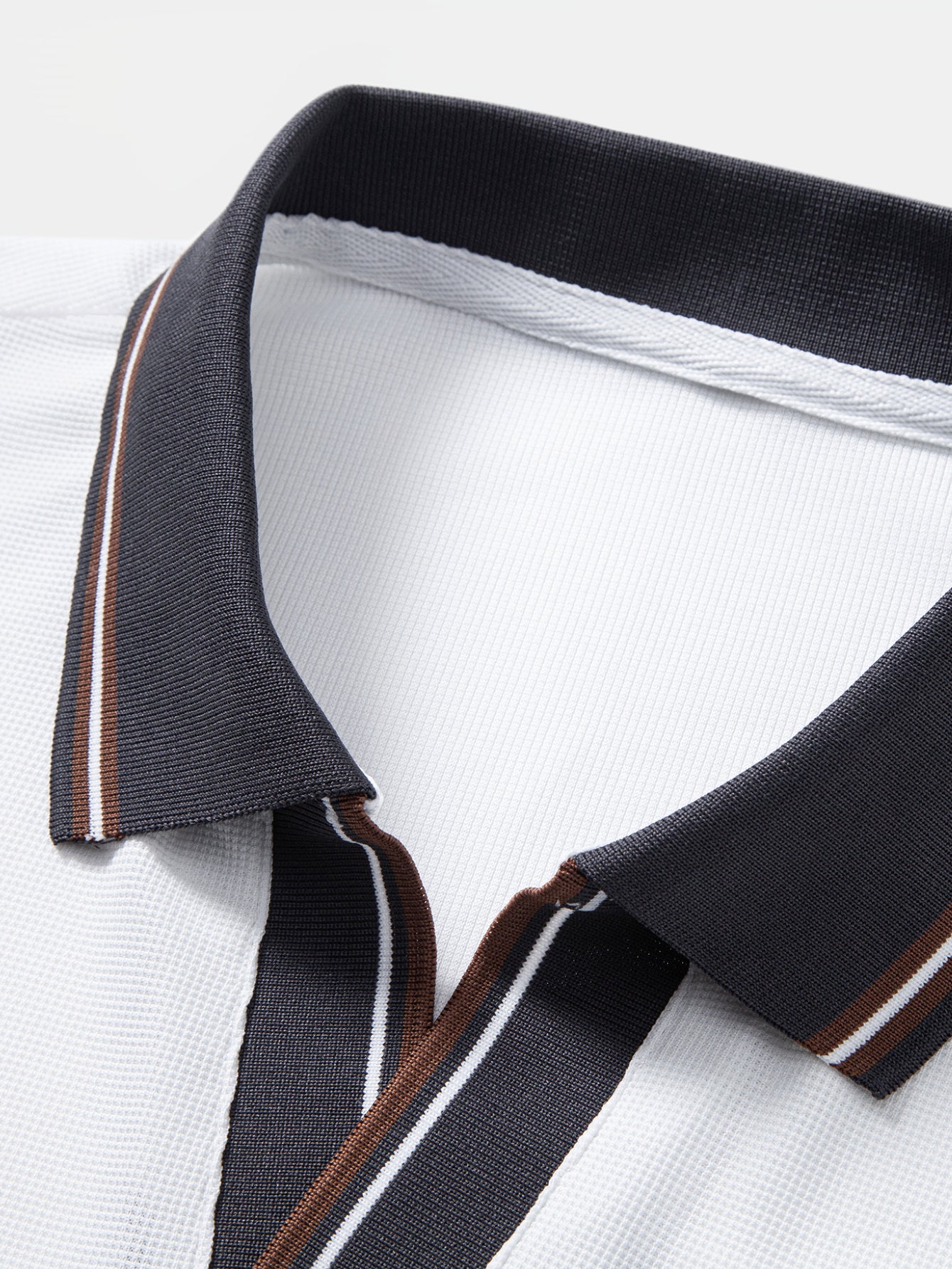 Contrast Trim Waffle Johnny Collar Polo - Image 13