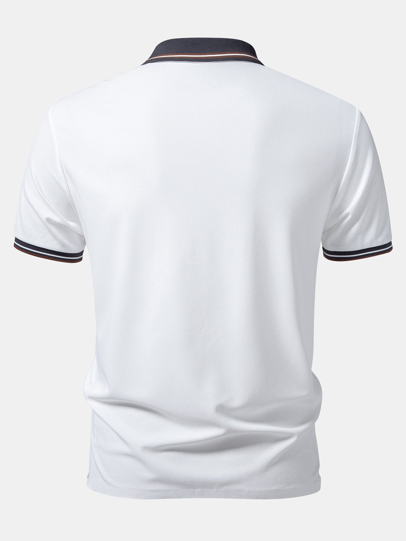 Contrast Trim Waffle Johnny Collar Polo - Image 2