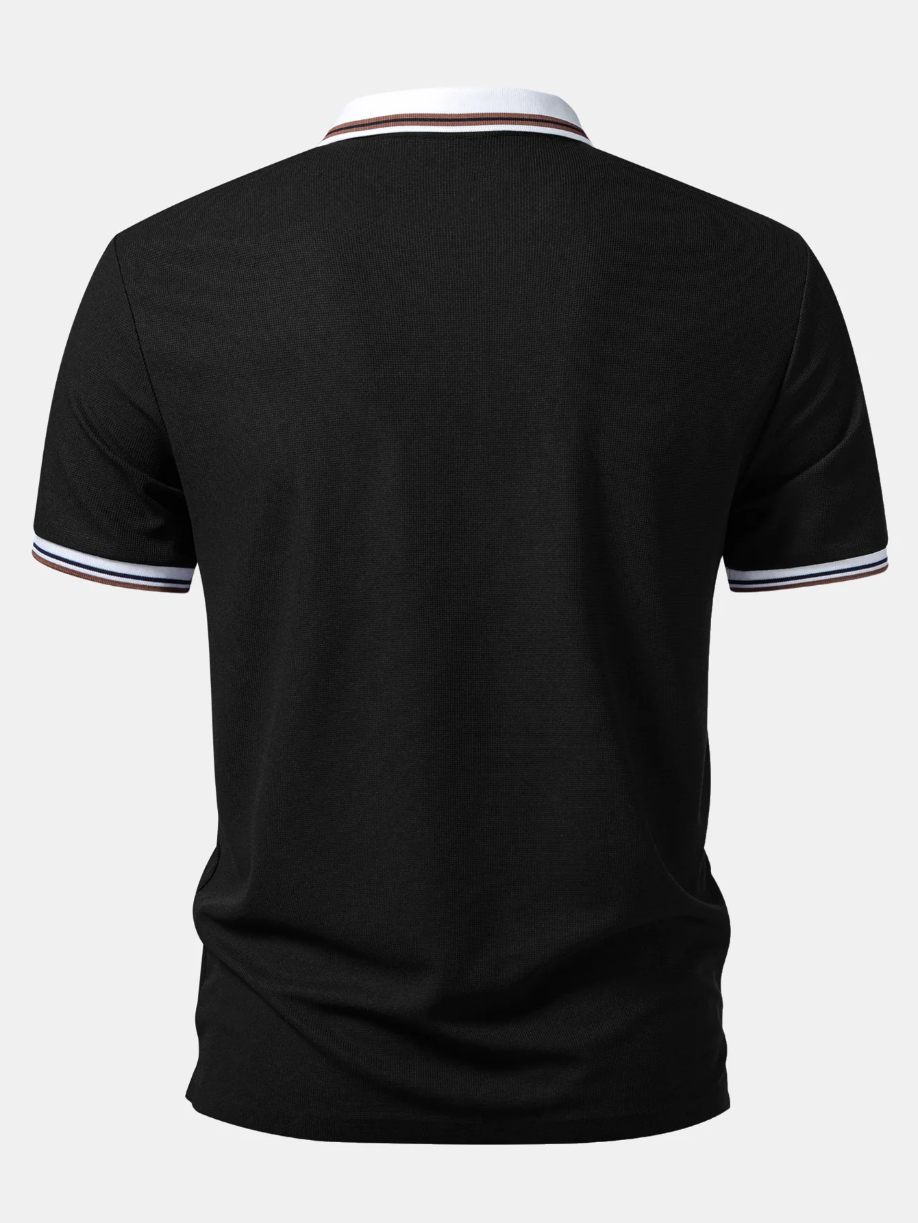 Contrast Trim Waffle Johnny Collar Polo - Image 4