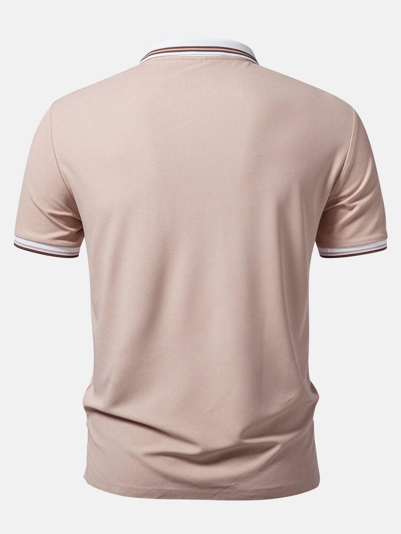 Contrast Trim Waffle Johnny Collar Polo - Image 6