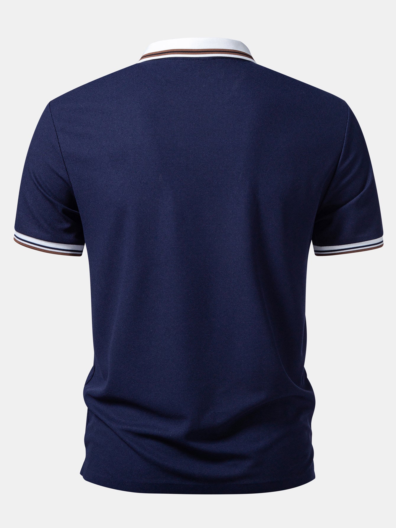 Contrast Trim Waffle Johnny Collar Polo - Image 8