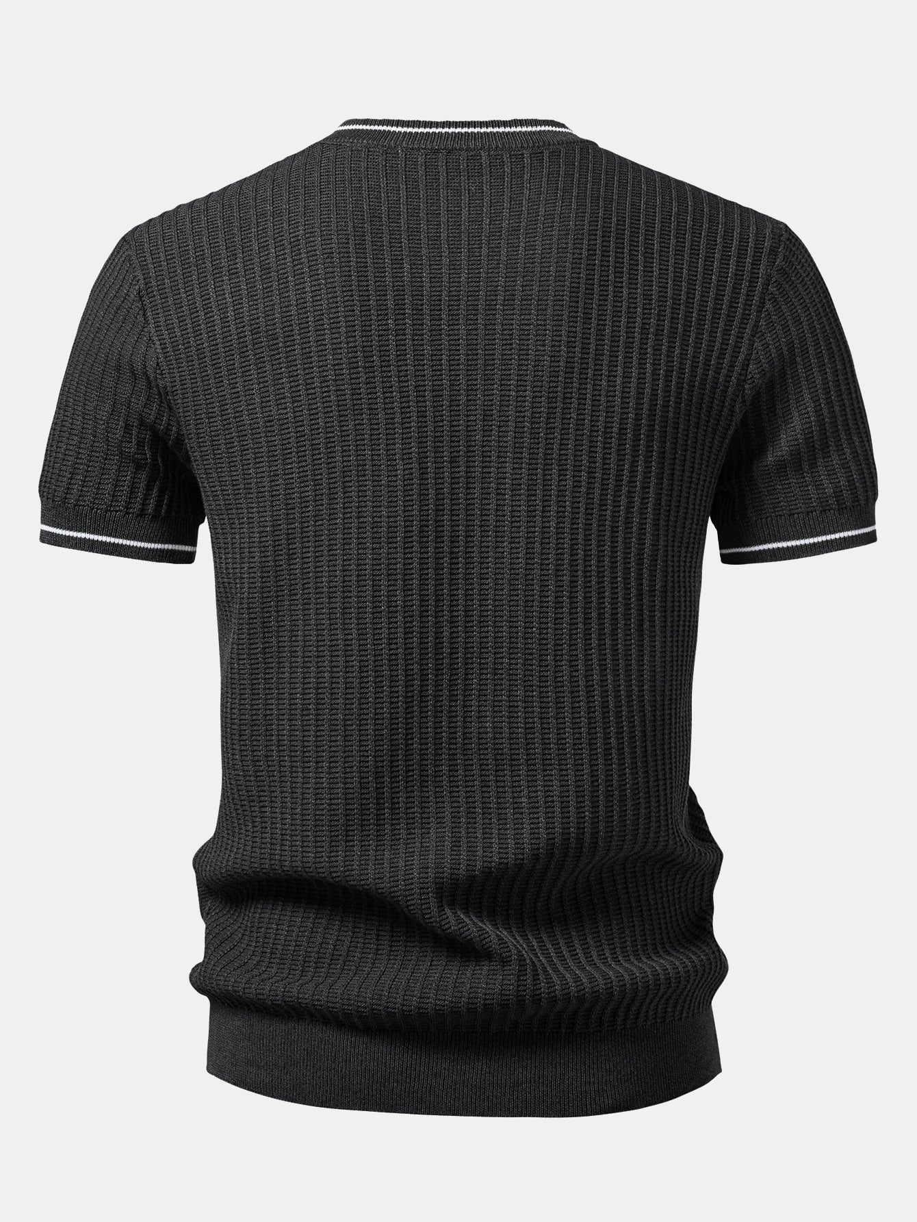 Contrast Trim Waffle Knit T-Shirt - Image 10