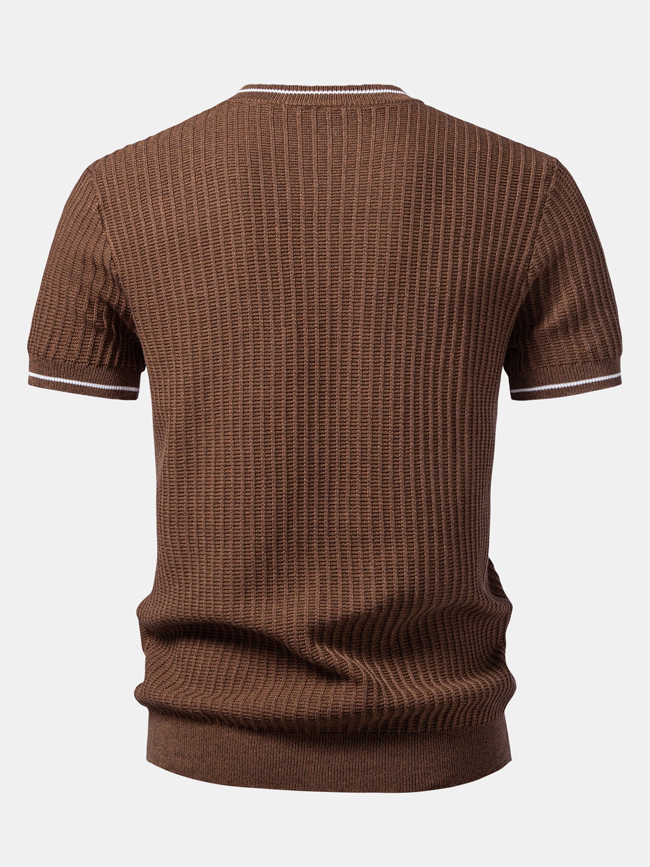 Contrast Trim Waffle Knit T-Shirt - Image 2