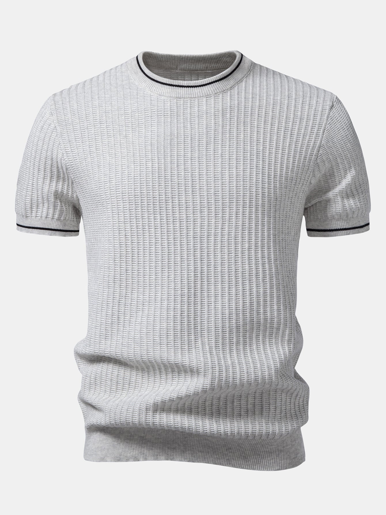 Contrast Trim Waffle Knit T-Shirt - Image 3