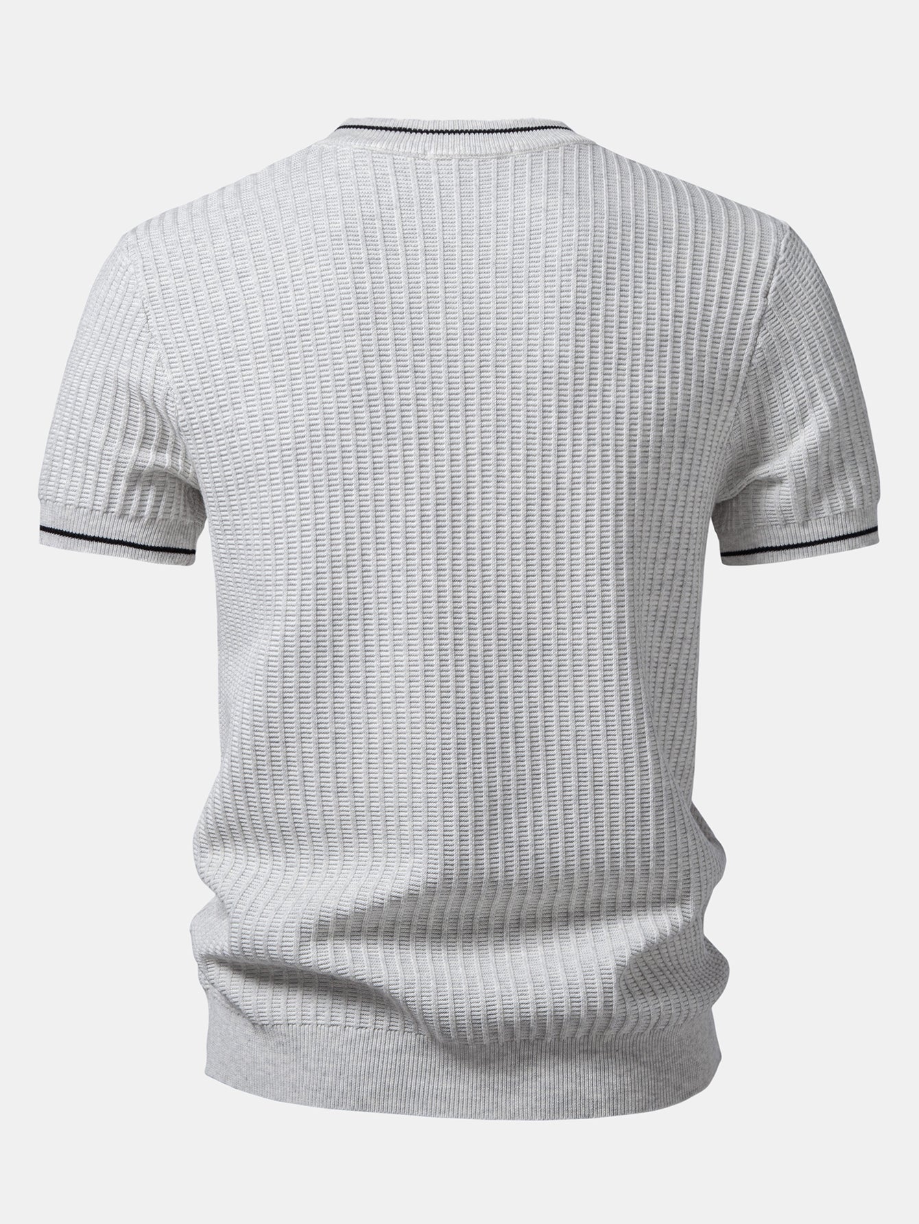 Contrast Trim Waffle Knit T-Shirt - Image 4