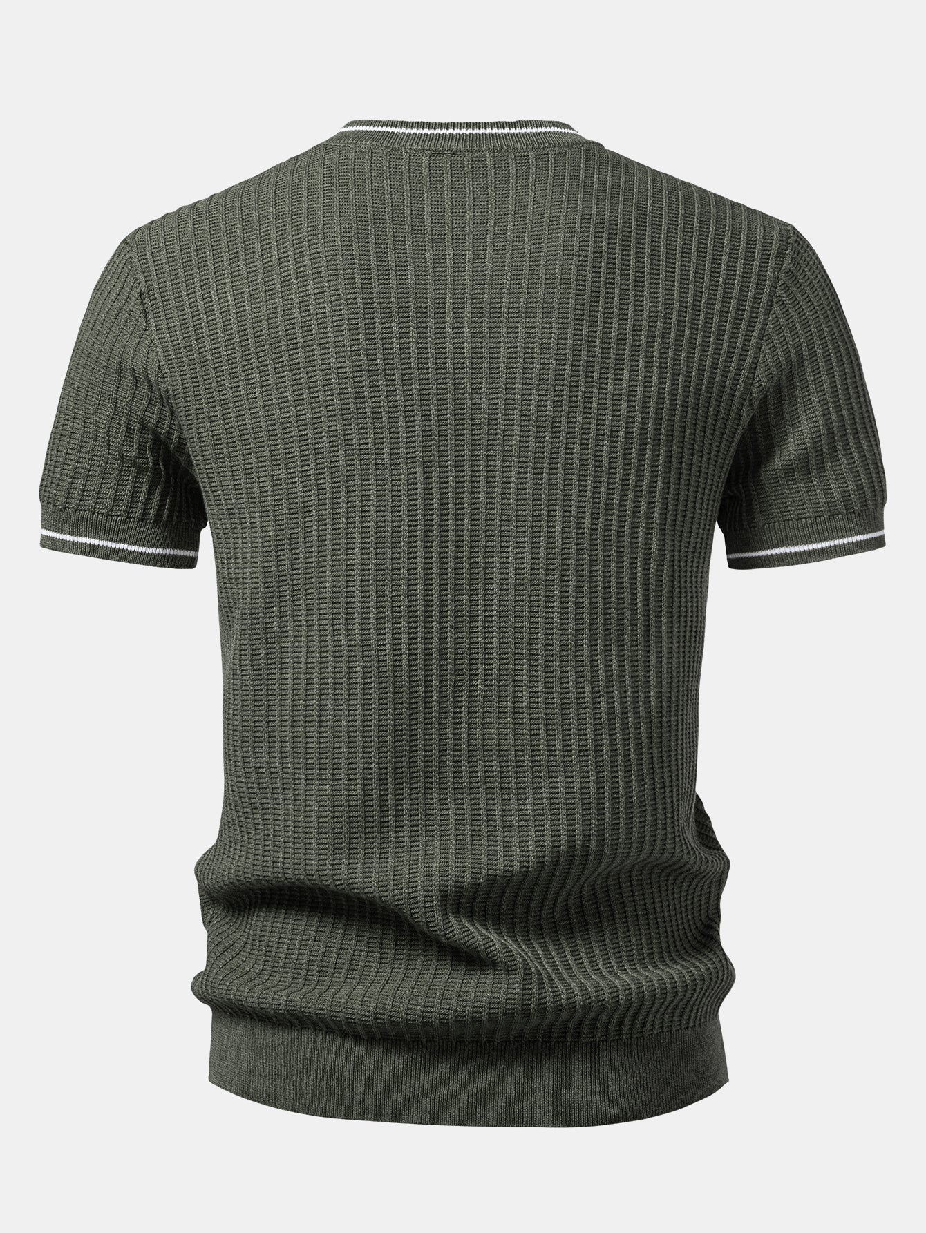 Contrast Trim Waffle Knit T-Shirt - Image 6