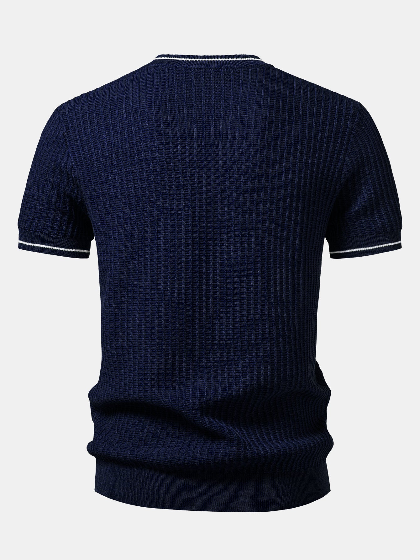 Contrast Trim Waffle Knit T-Shirt - Image 8